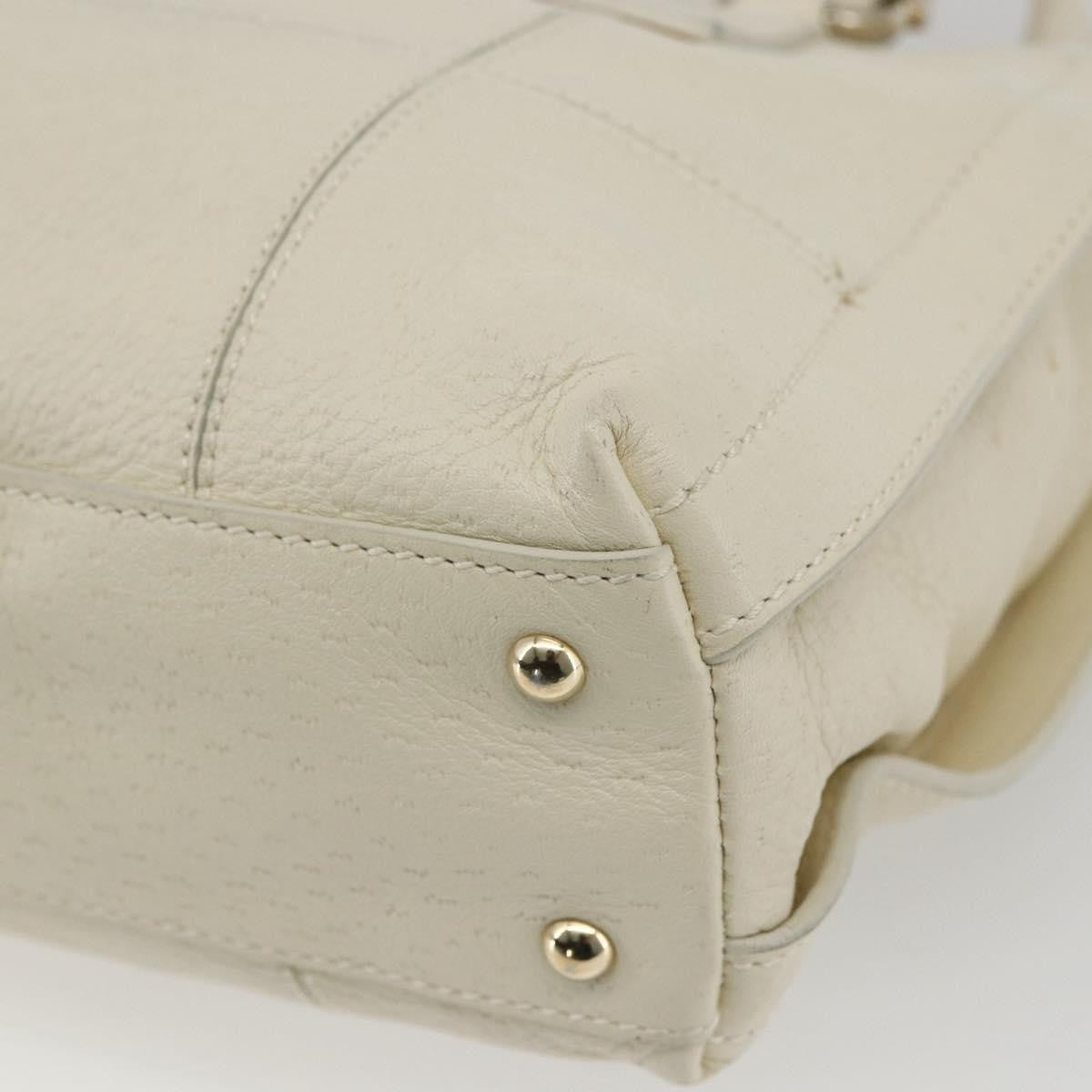 Salvatore Ferragamo Gancini Leather White Leather Handbag (Pre-Owned)