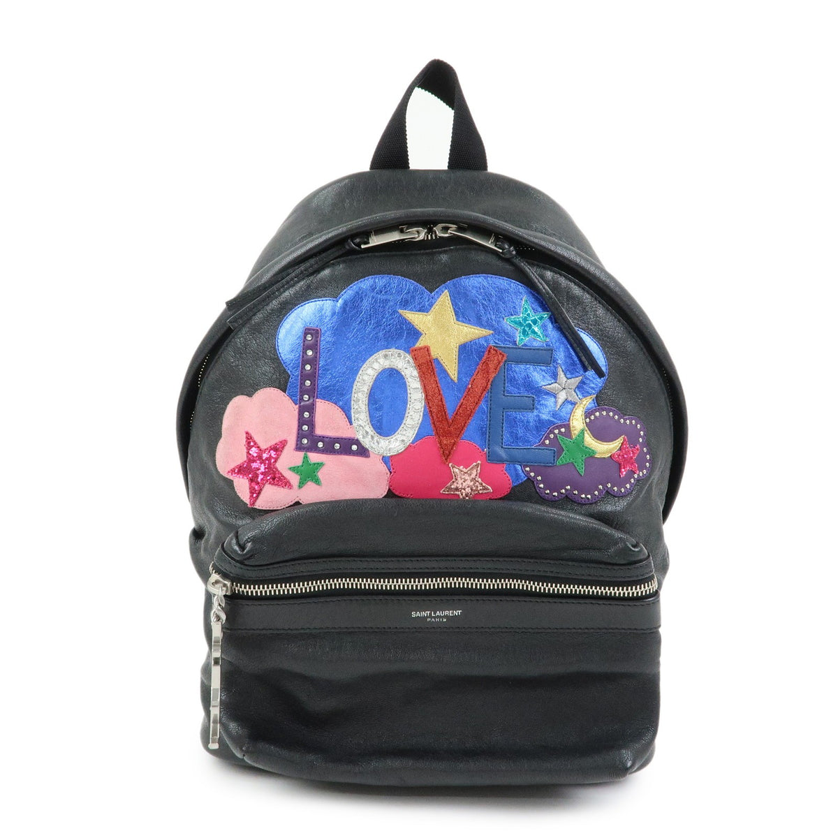 Saint Laurent City Patchwork Leather Black Leather Backpack Bag (Pre-Owned)