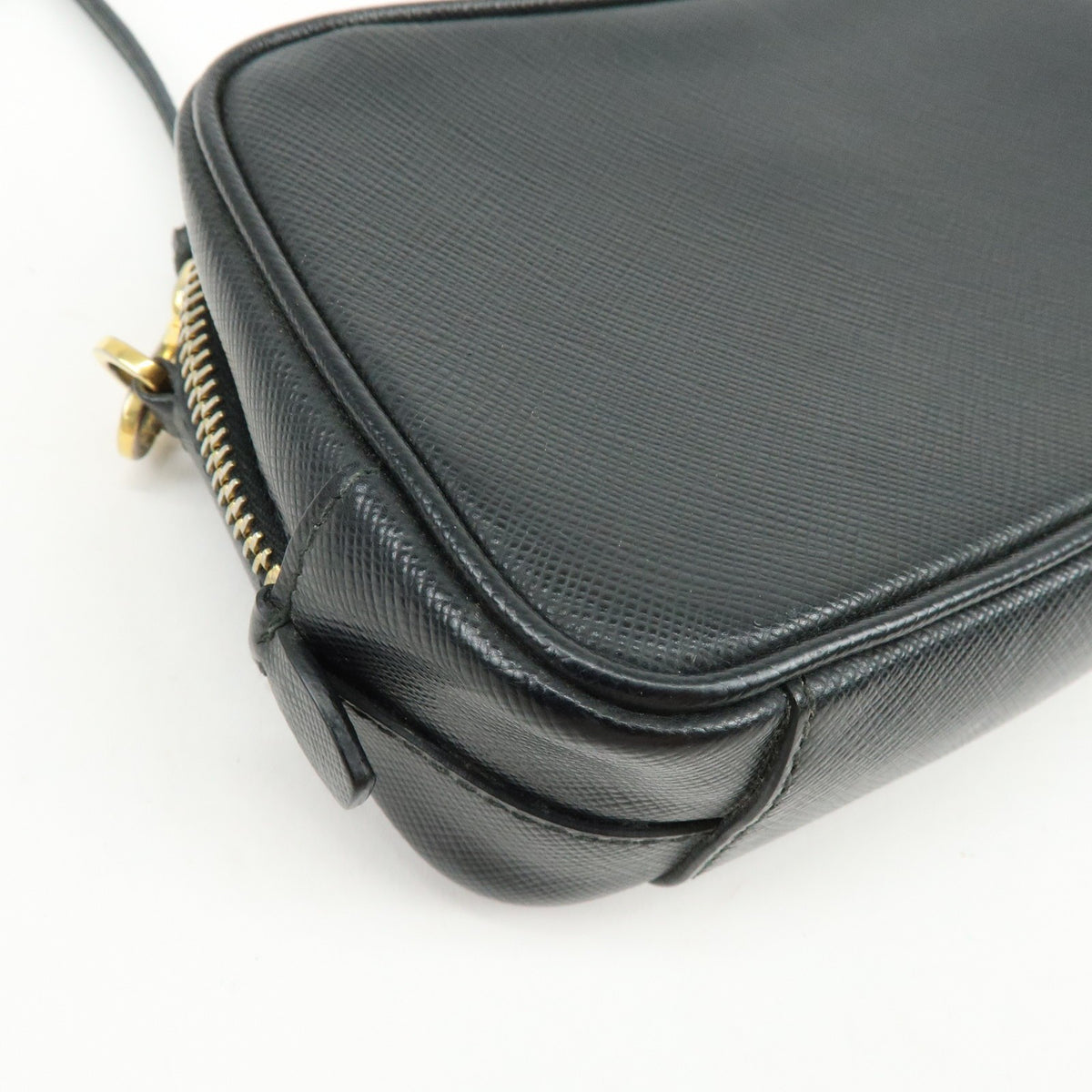 Prada Bow Camera Saffiano Leather Black Leather Crossbody Bag Bag (Pre-Owned)