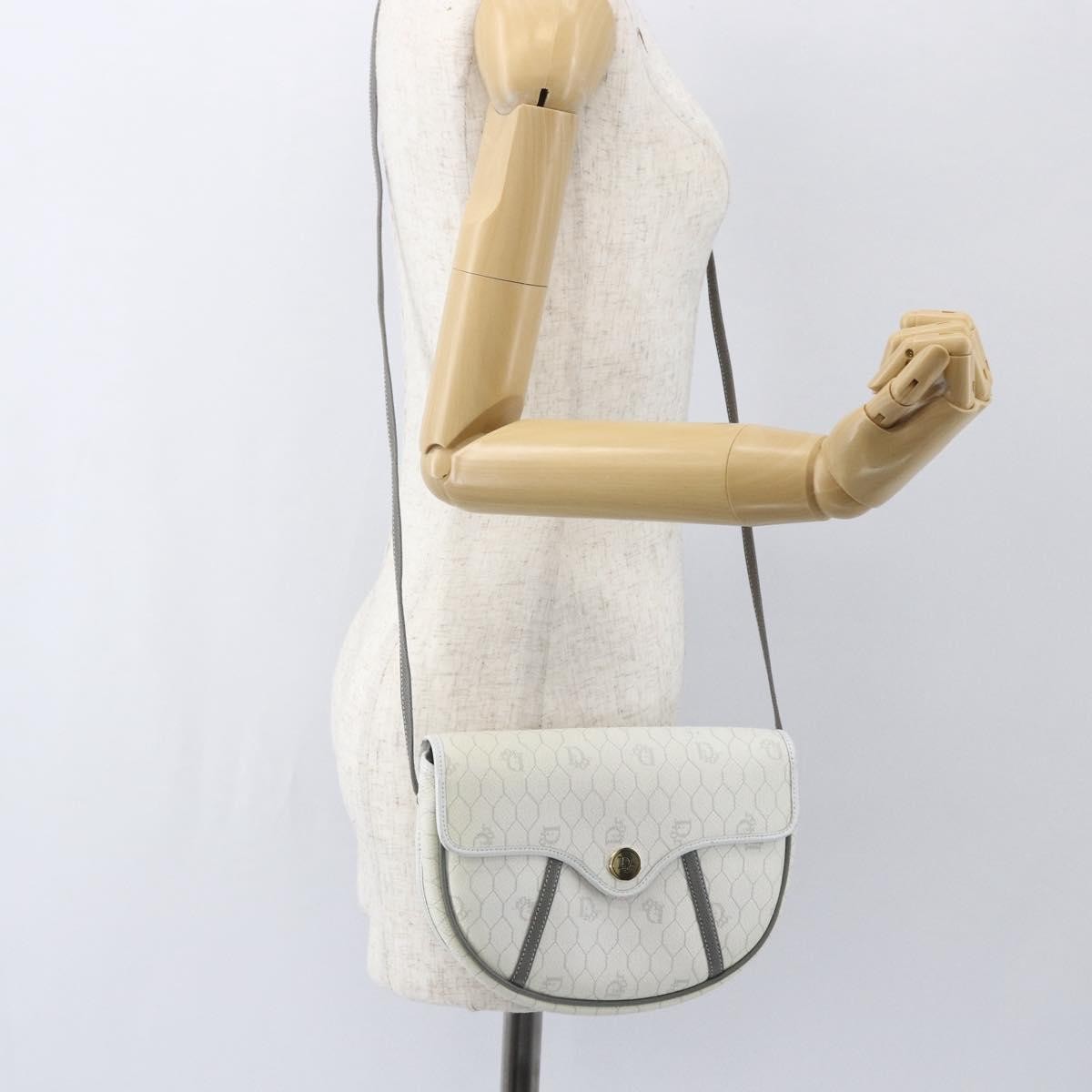 Christian Dior Vintage Honeycomb Flap Coated Canvas White Canvas Shoulder Bag Bag (Pre-Owned)