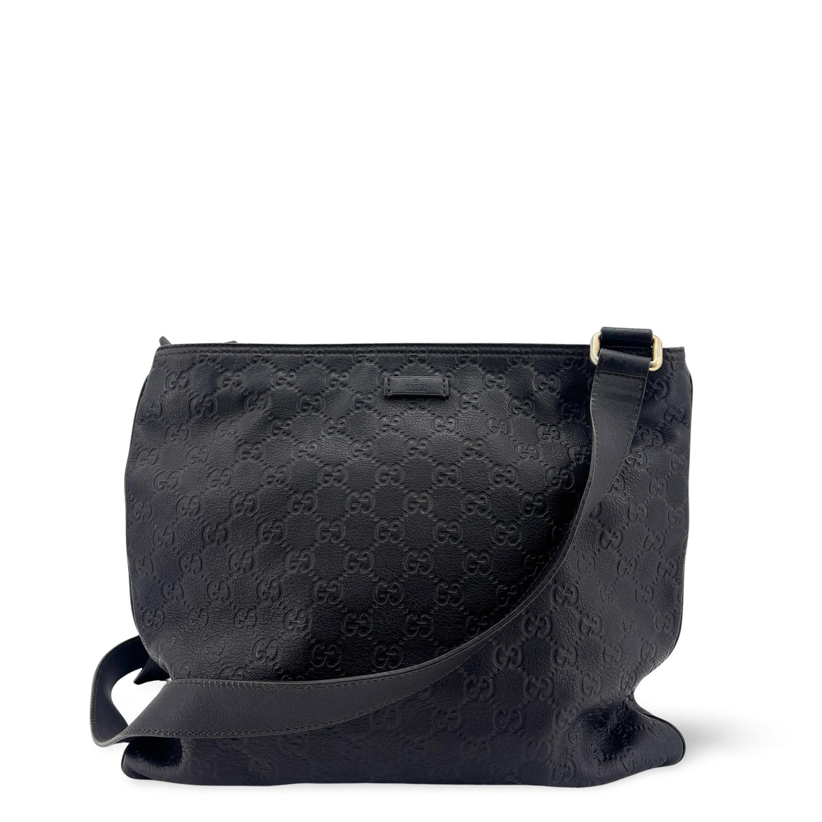 Gucci Crossbody Guccissima Leather Black Calfskin Crossbody Bag Bag (Pre-Owned)