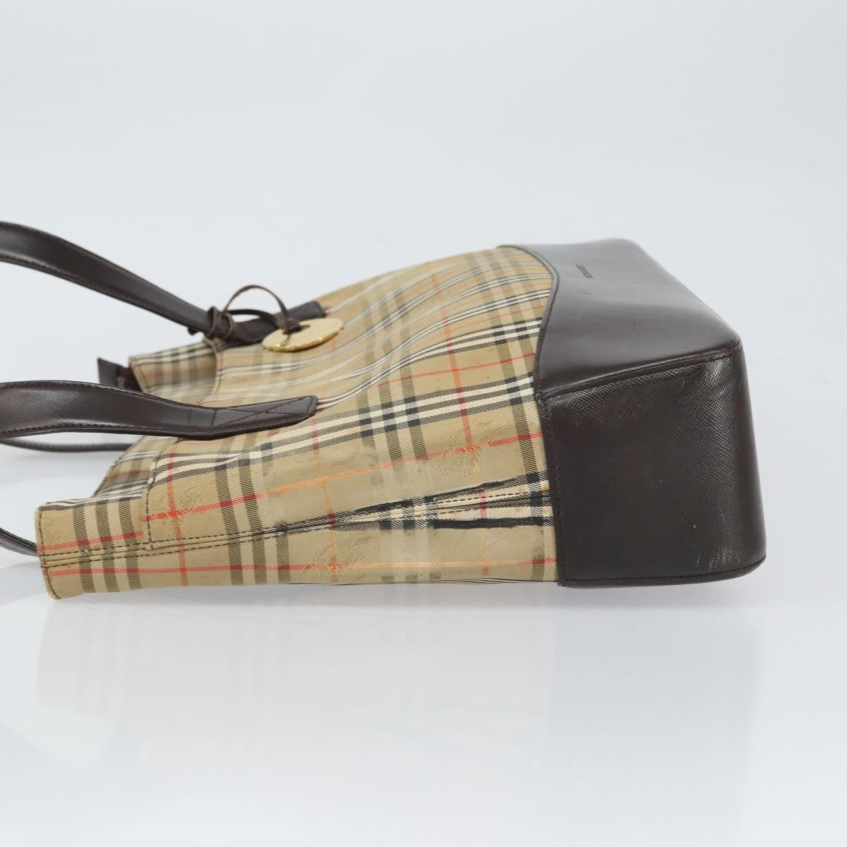 Burberry Nova Check Tote Canvas And Leather Beige Canvas Tote Bag Bag (Pre-Owned)