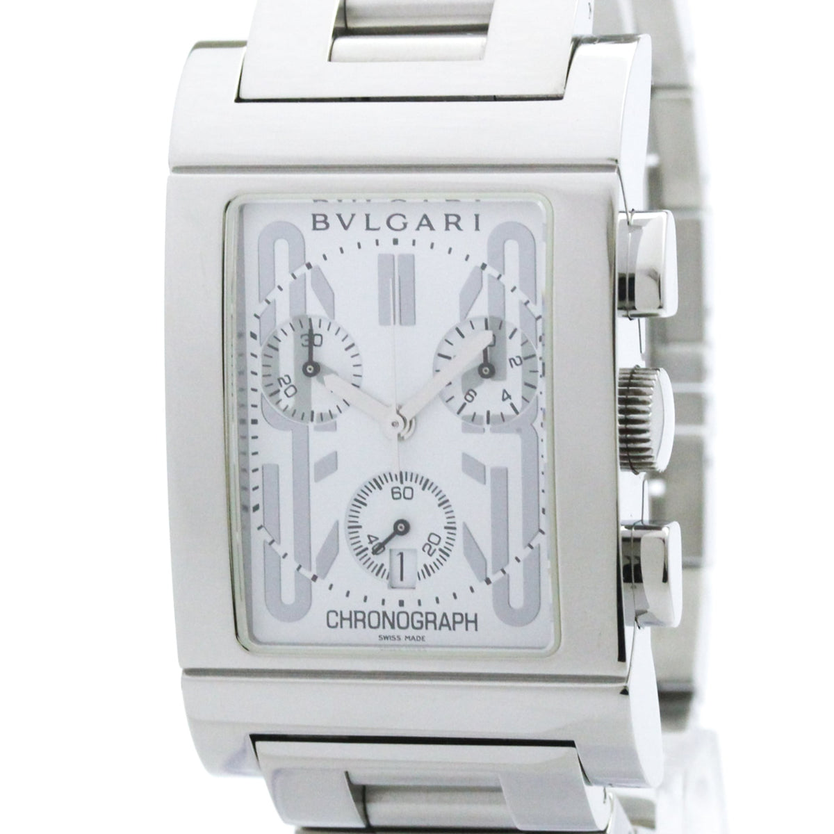 Bvlgari Bvlgari Rettangolo Chronograph Quartz Stainless Steel Watch (Pre-Owned)