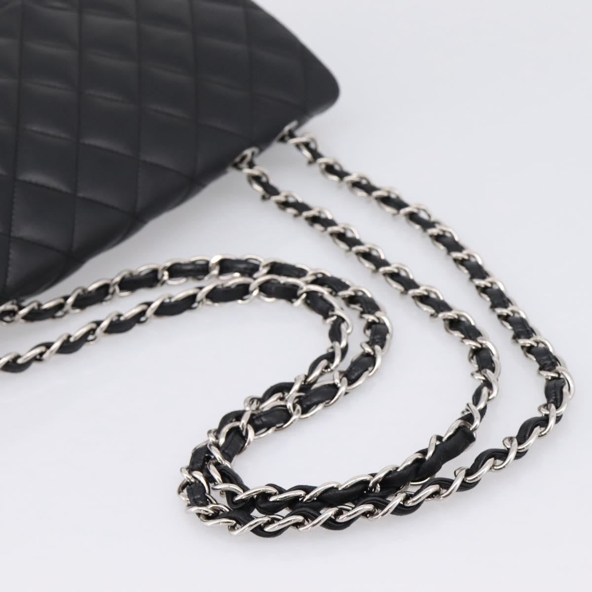 Chanel Vintage Square Classic Flap Quilted Lambskin Black Leather Handbag (Pre-Owned)