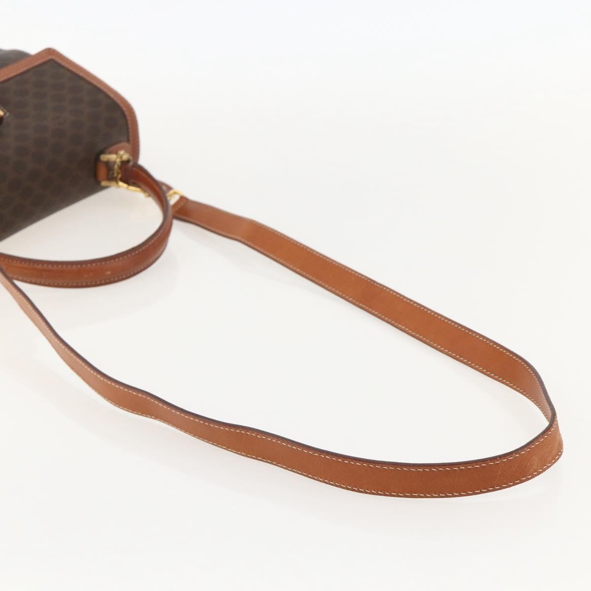 Celine Vintage Convertible Top Handle Macadam Coated Canvas Brown Pvc Handbag (Pre-Owned)