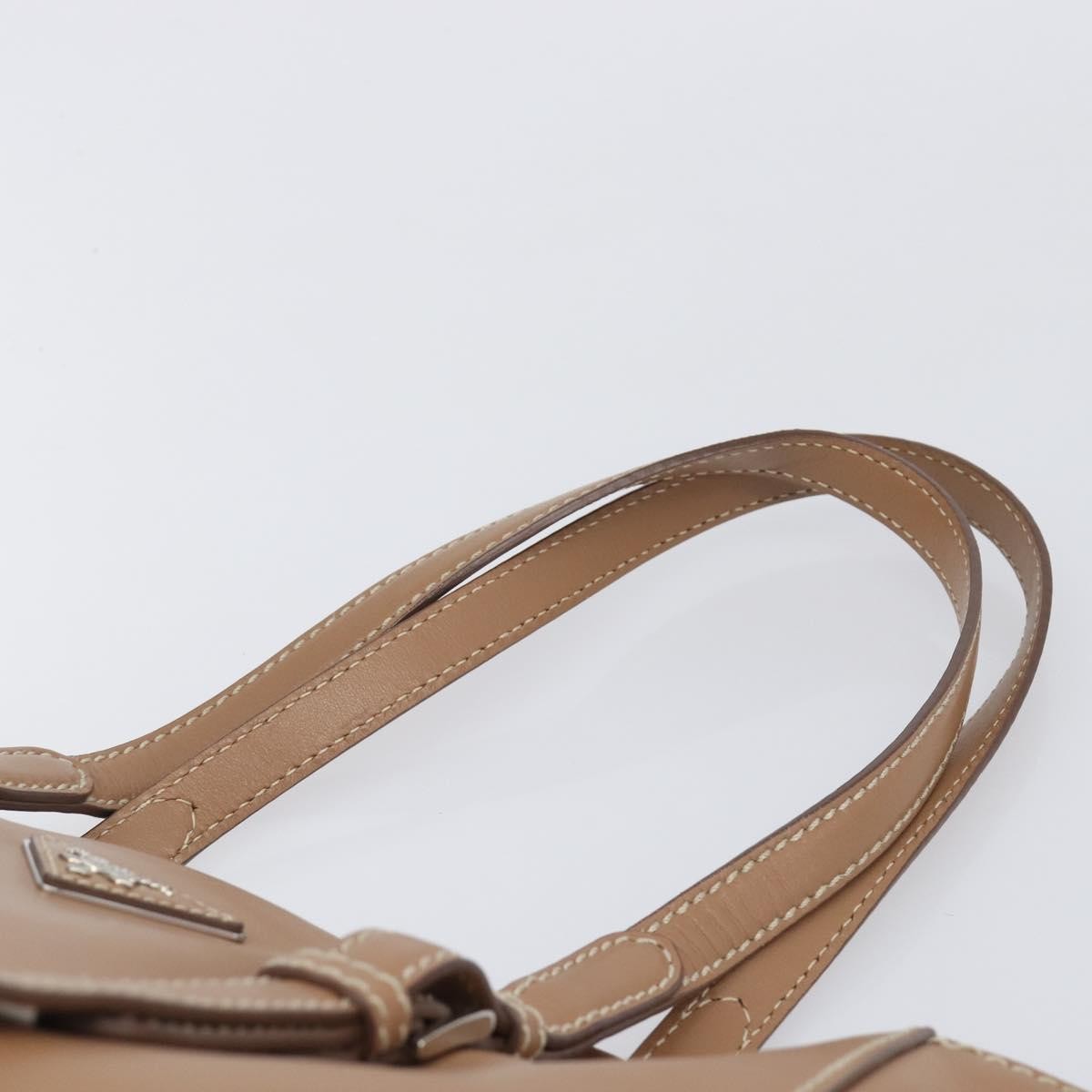 Prada Covered Strap Open City Calfskin Beige Leather Tote Bag Bag (Pre-Owned)