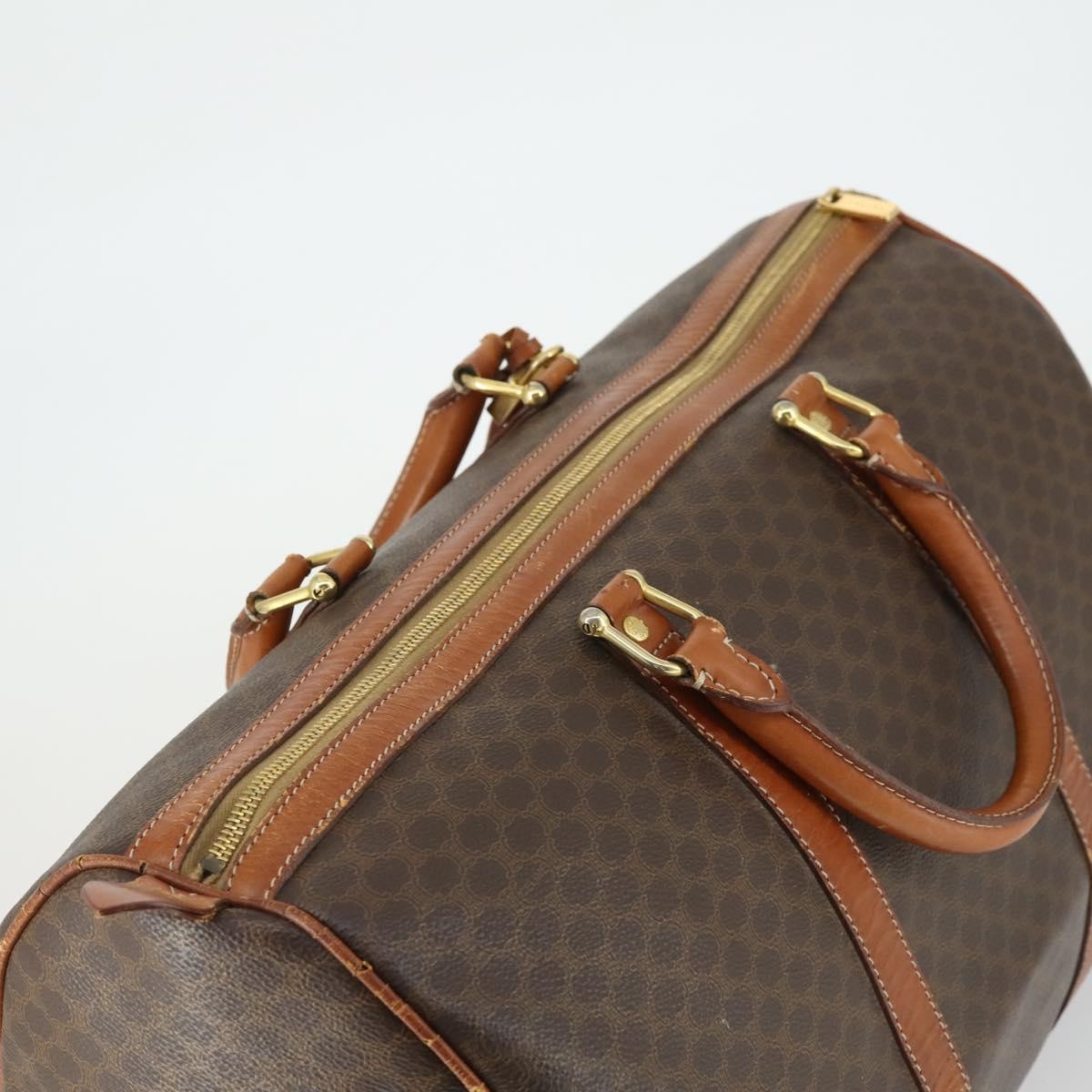 Celine Vintage Macadam Boston Canvas Brown Pvc Travel Bag Bag (Pre-Owned)