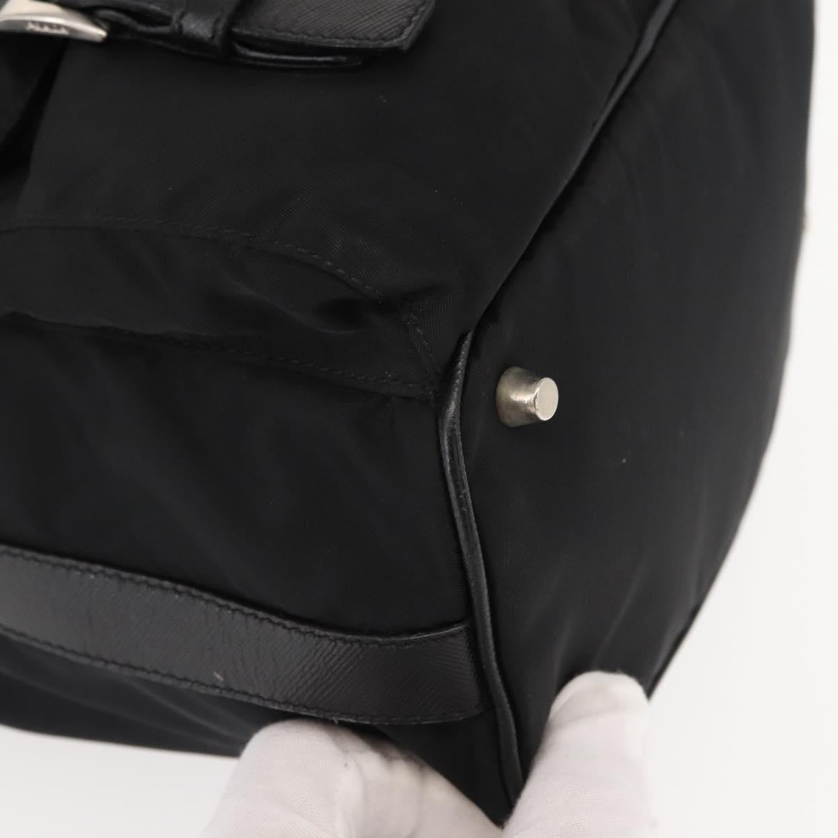 Prada Double Pocket Drawstring Tessuto Black Nylon Shoulder Bag Bag (Pre-Owned)