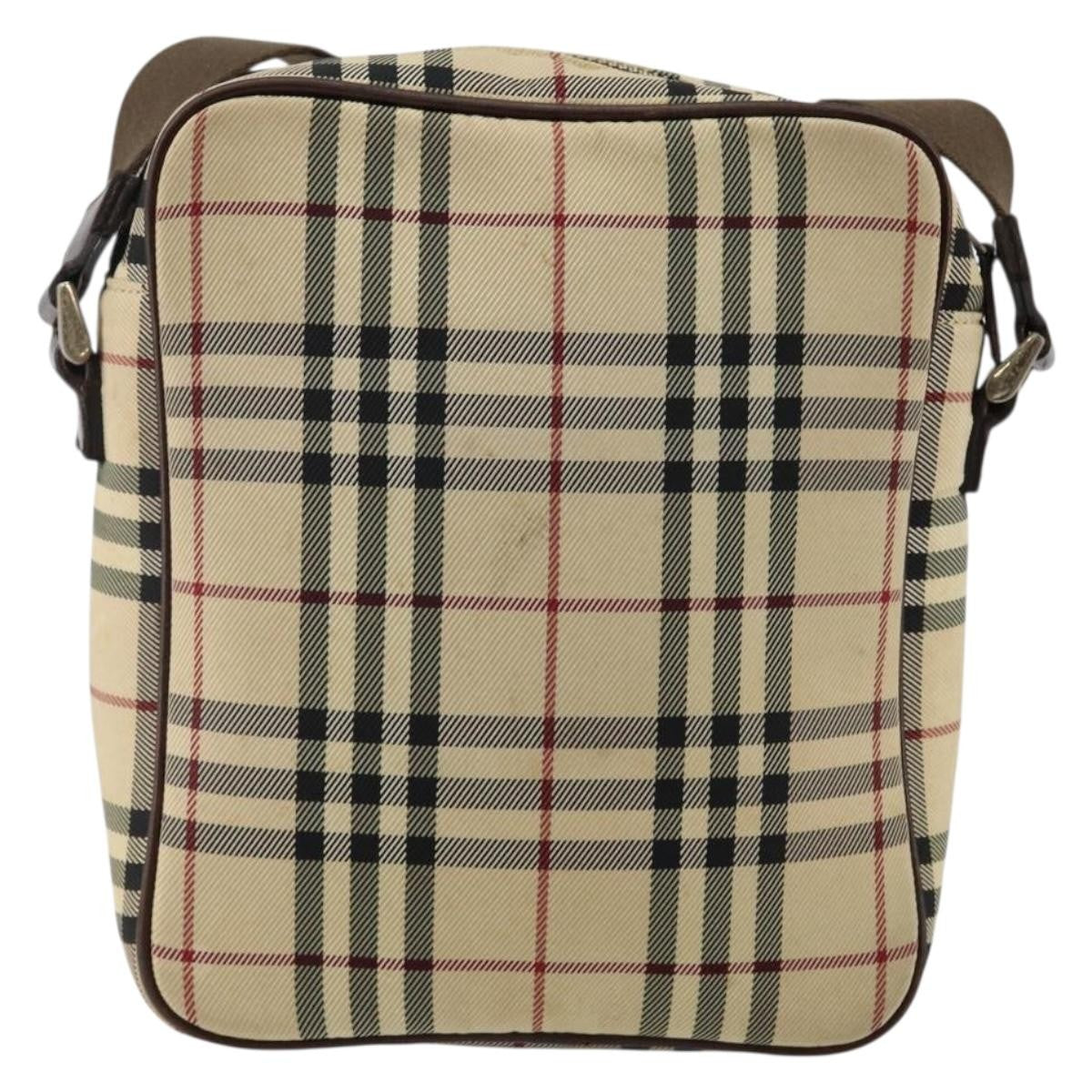 Burberry Zip Messenger Nova Check Canvas And Leather Beige Canvas Shoulder Bag Bag (Pre-Owned)