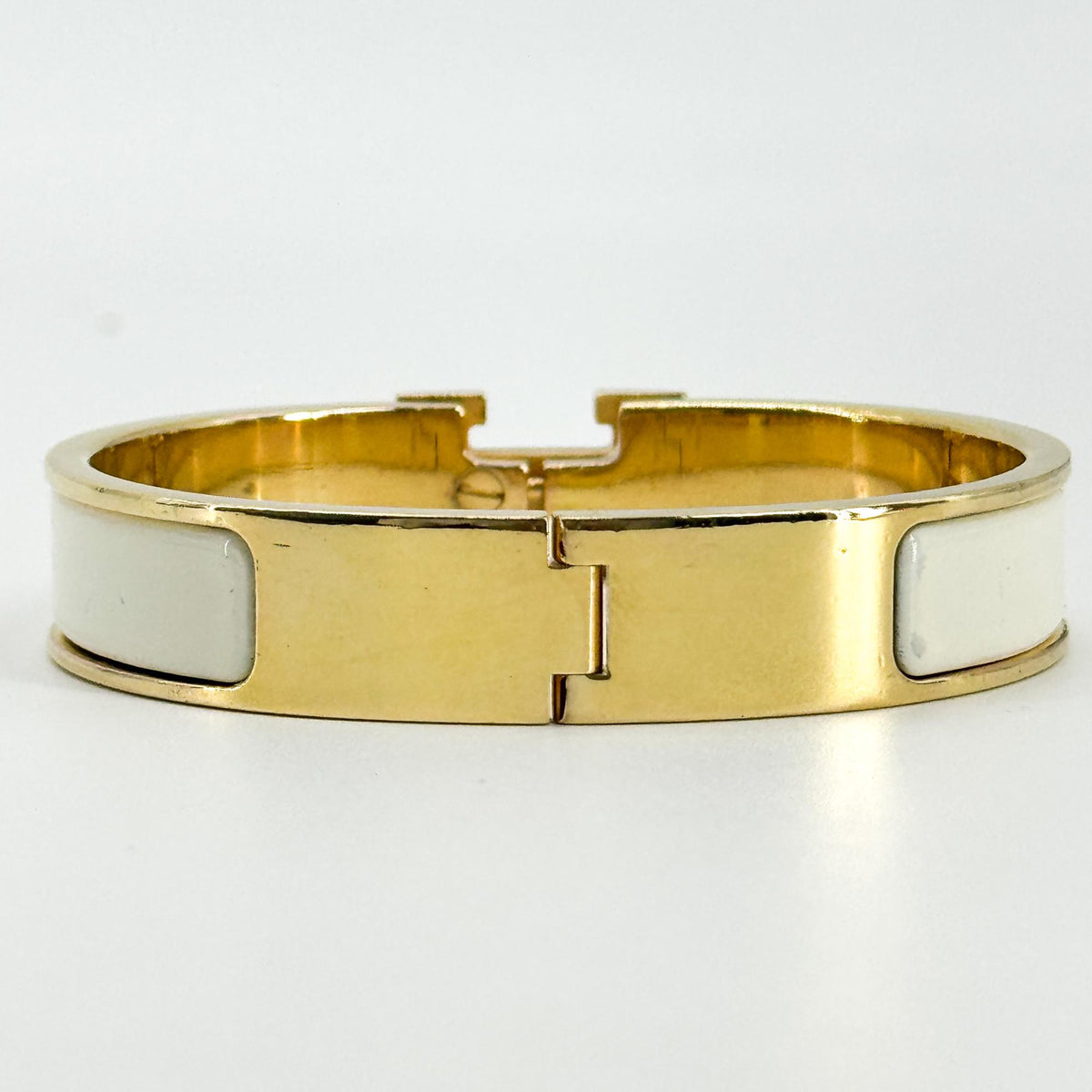 Hermes Clic H Fusion Enamel Gold Metal Bracelet Jewelry (Pre-Owned)