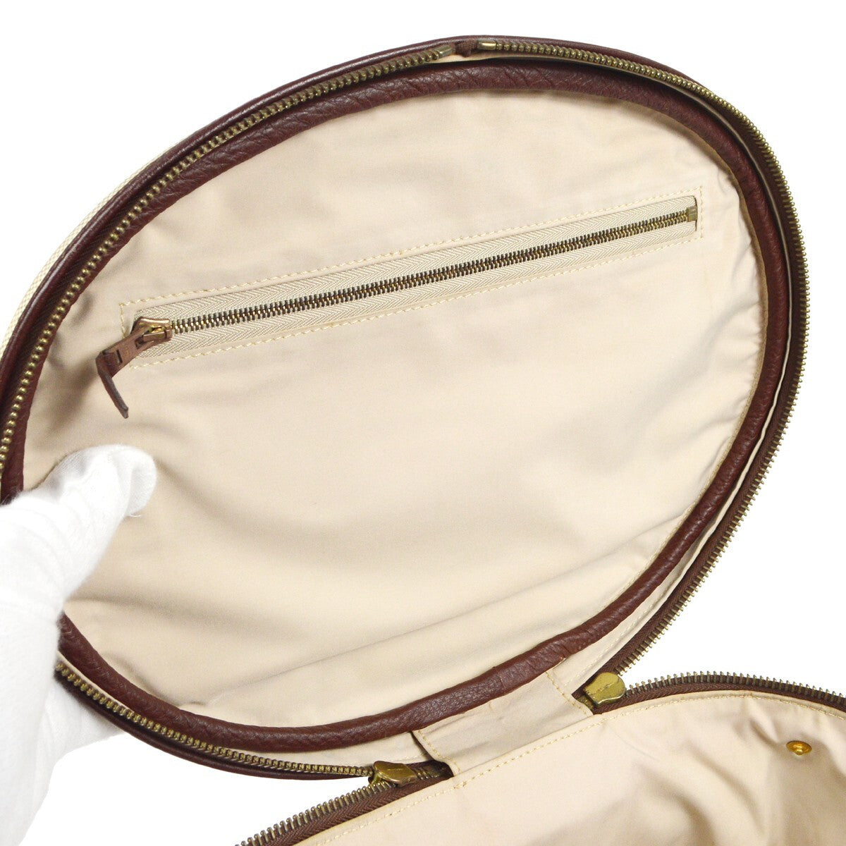 Hermes Acapulco Vanity Toile With Leather Beige Canvas Handbag (Pre-Owned)