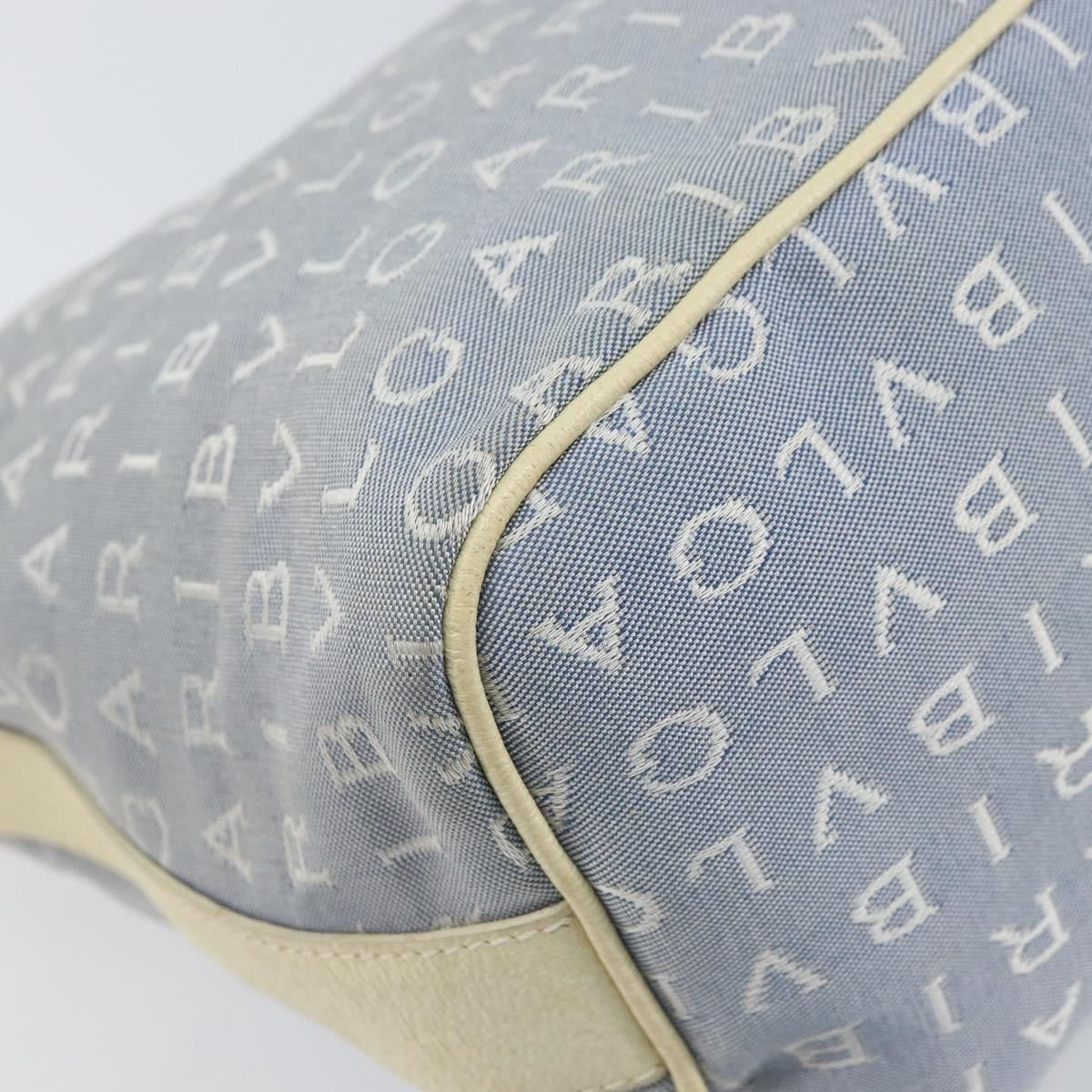 Bvlgari Logomania Canvas With Leather Blue Canvas Shoulder Bag Bag (Pre-Owned)