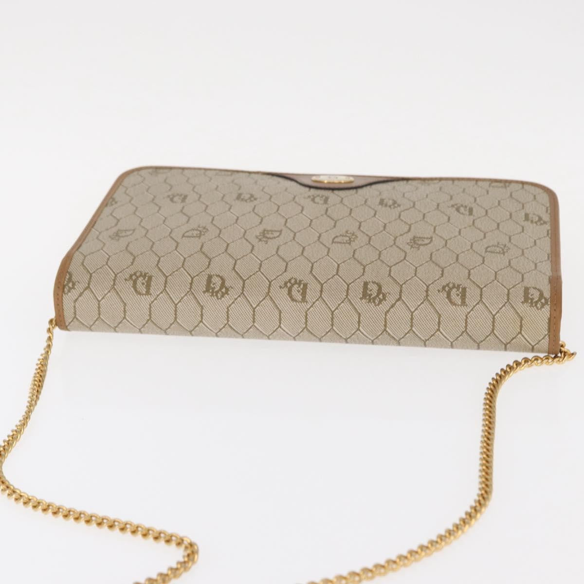 Christian Dior Vintage Honeycomb Zip Coated Canvas Beige Canvas Clutche & Pouche Bag (Pre-Owned)