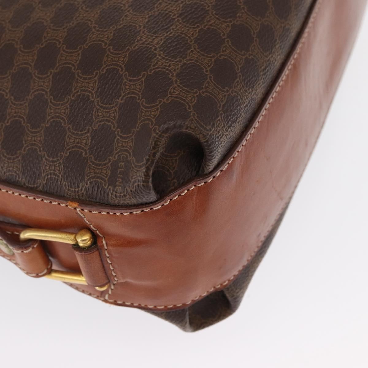 Celine Vintage Macadam Canvas And Leather Brown Canvas Shoulder Bag Bag (Pre-Owned)