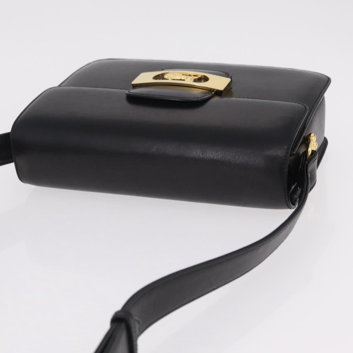 Celine Vintage Carriage Flap Leather Black Leather Handbag (Pre-Owned)