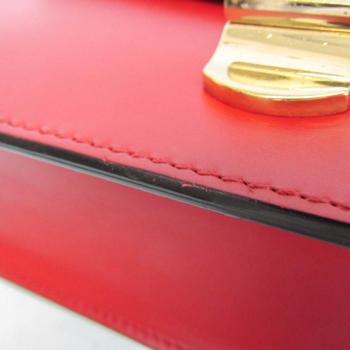 Gucci Sylvie Leather Red Leather Shoulder Bag Bag (Pre-Owned)