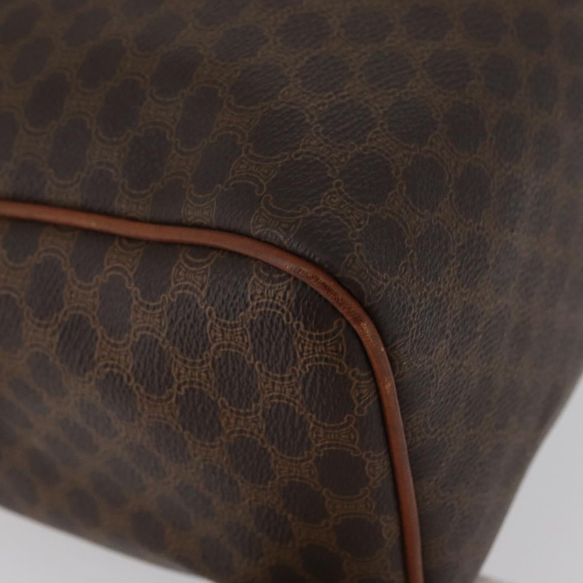 Celine Vintage Macadam Canvas And Leather Brown Canvas Handbag (Pre-Owned)