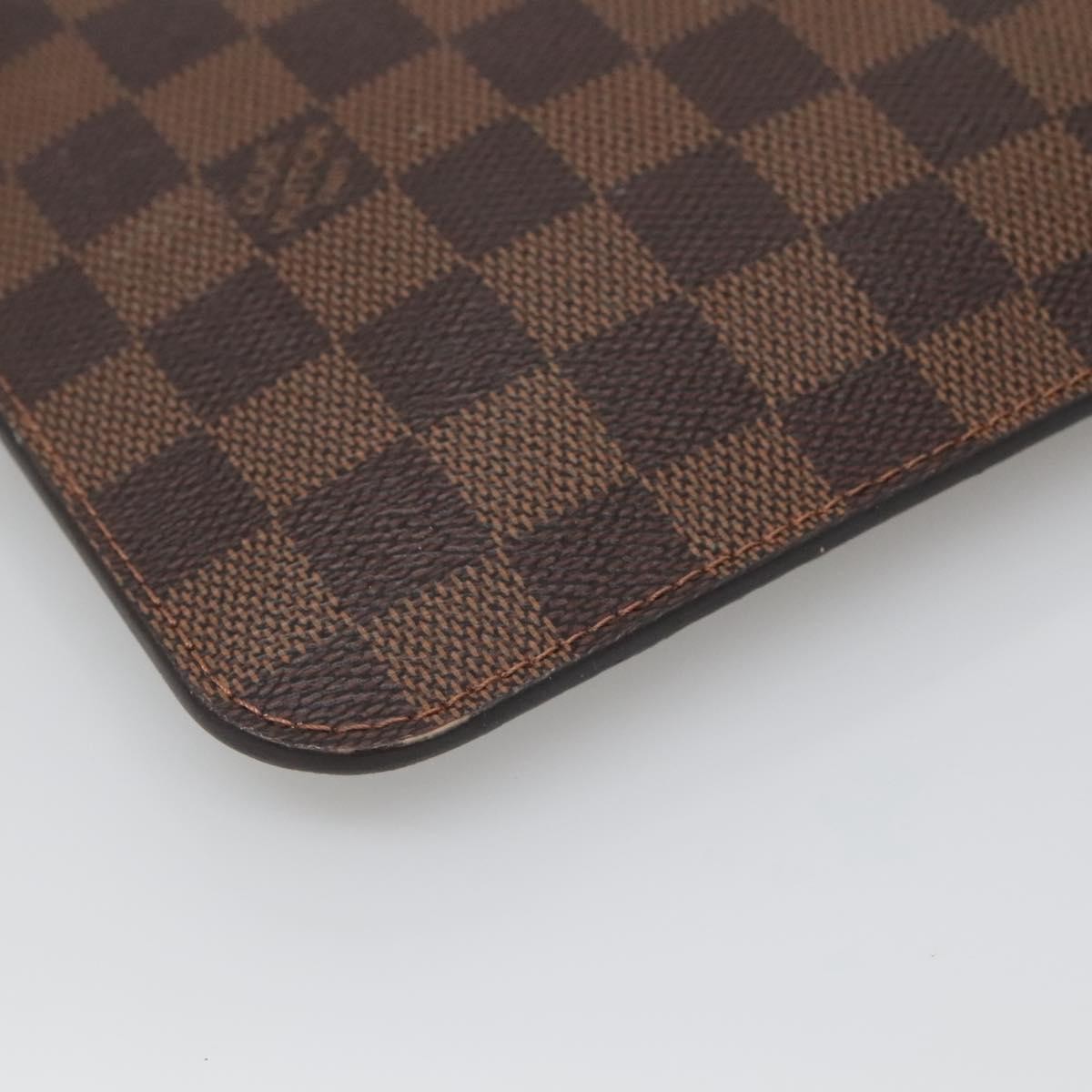Louis Vuitton Neverfull Pochette Damier Ebene Brown Canvas Bag (Pre-Owned)