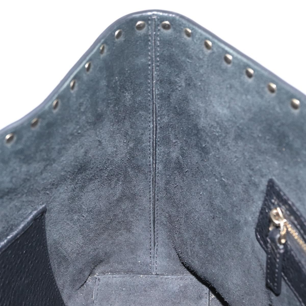 Valentino Garavani Rockstud Shopping Tote Leather Black Leather Tote Bag Bag (Pre-Owned)