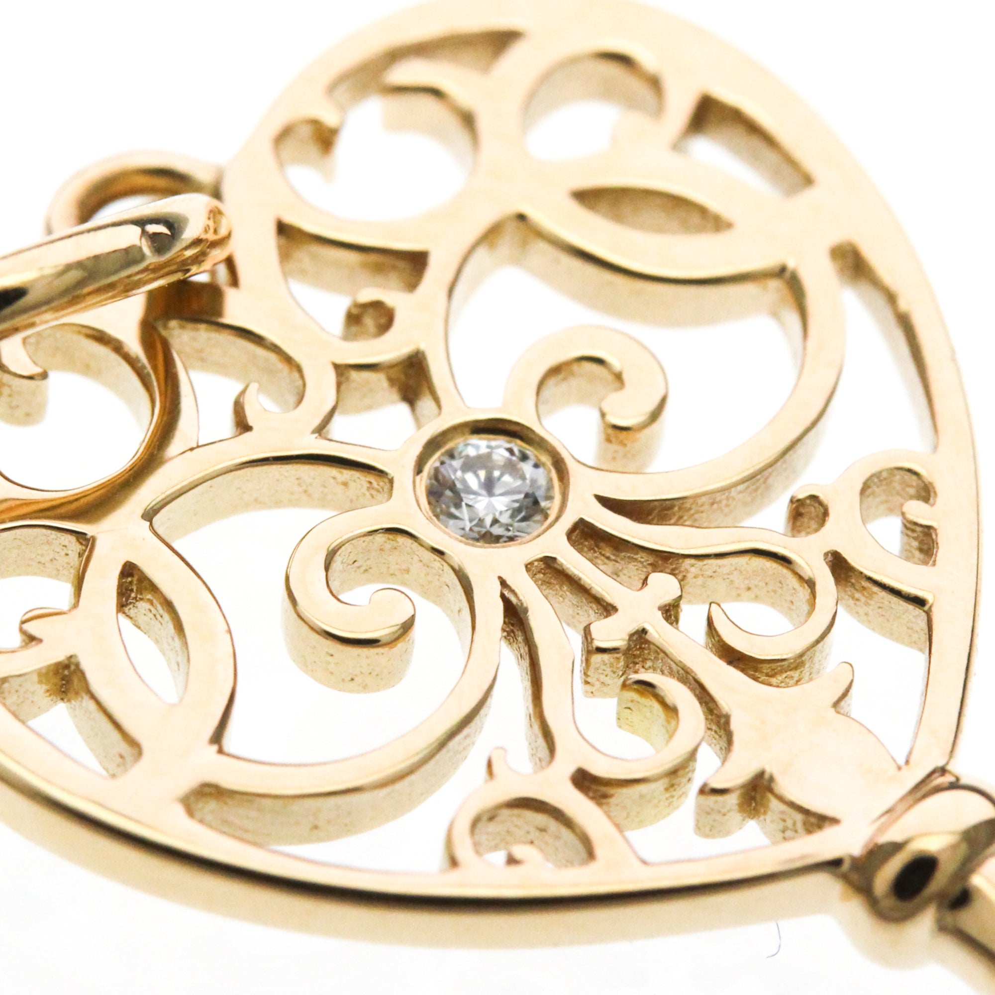 Tiffany & Co. Enchant Heart Key Pendant 18K Rose Gold With Diamond Gold Pink_Gold Necklace Jewelry (Pre-Owned)