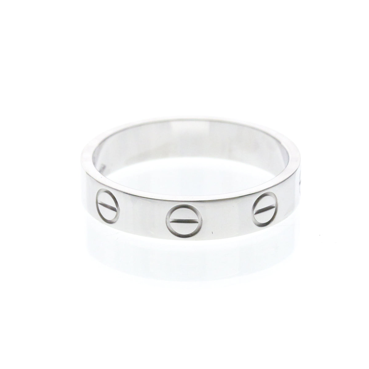 Cartier Love Band 18K White Gold Silver White_Gold Ring Jewelry (Pre-Owned)