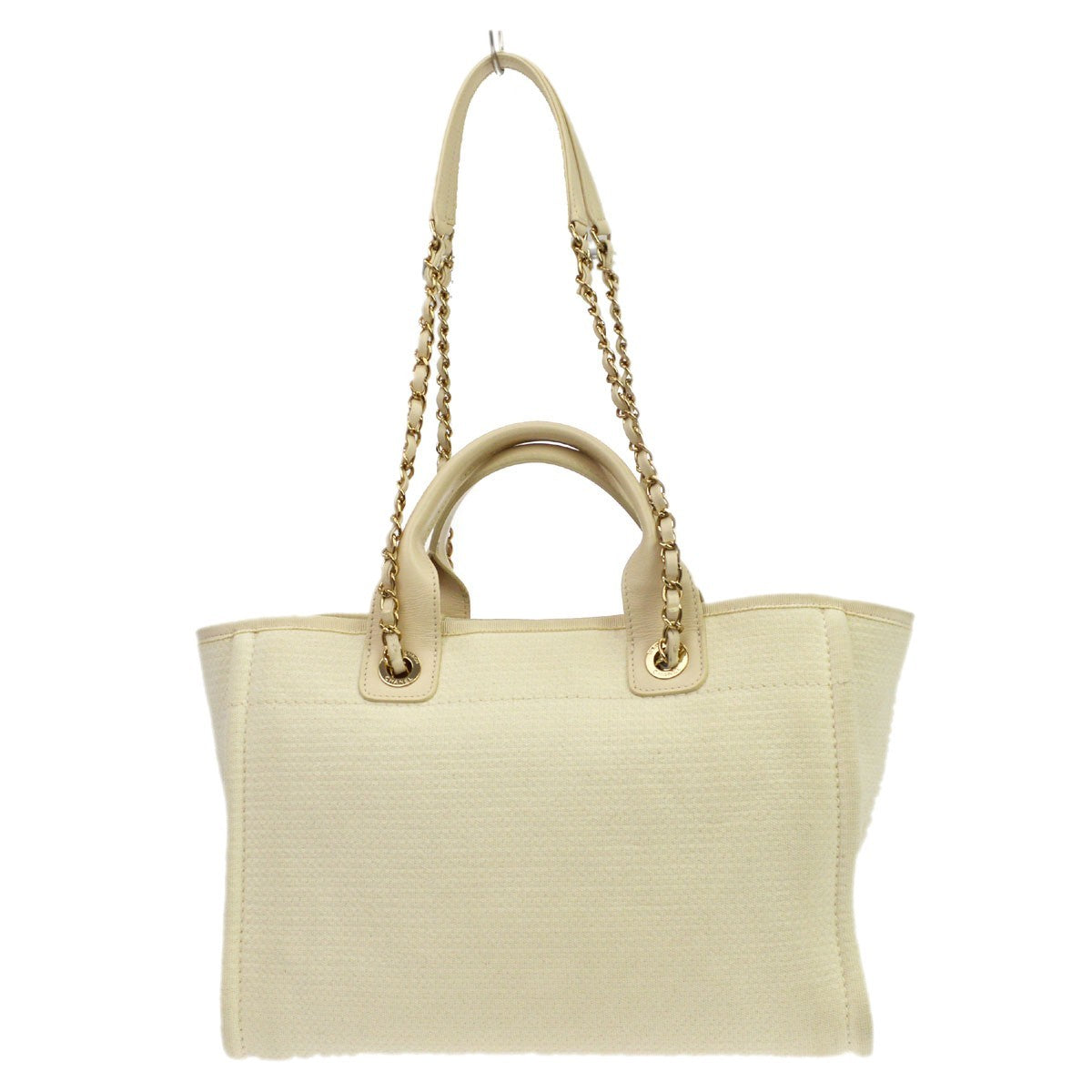 Chanel Deauville Nm Mixed Fibers White Canvas Tote Bag Bag (Pre-Owned)