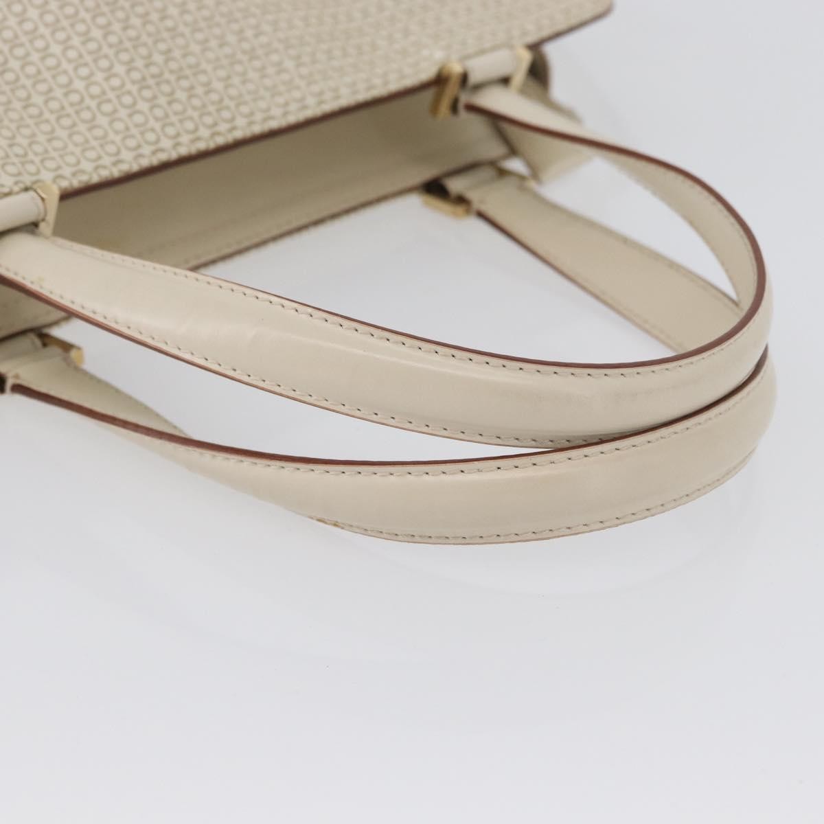 Salvatore Ferragamo Double Gancini Side Buckle Tote Leather Beige Leather Handbag (Pre-Owned)