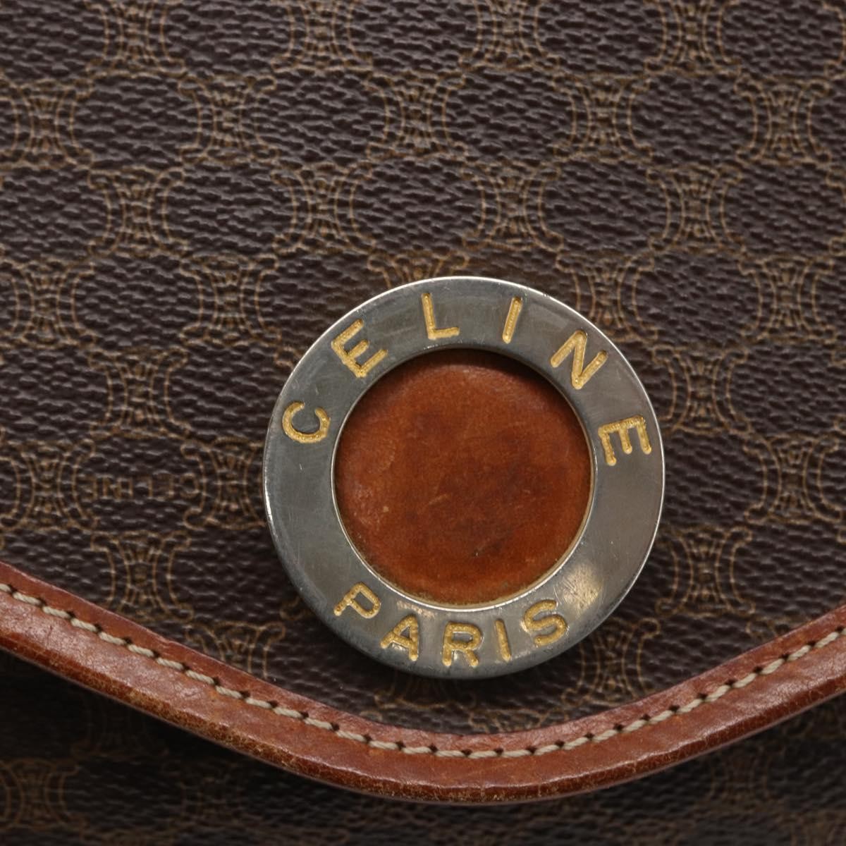 Celine Circle Logo Macadam Canvas And Leather Brown Canvas Clutche & Pouche Bag (Pre-Owned)