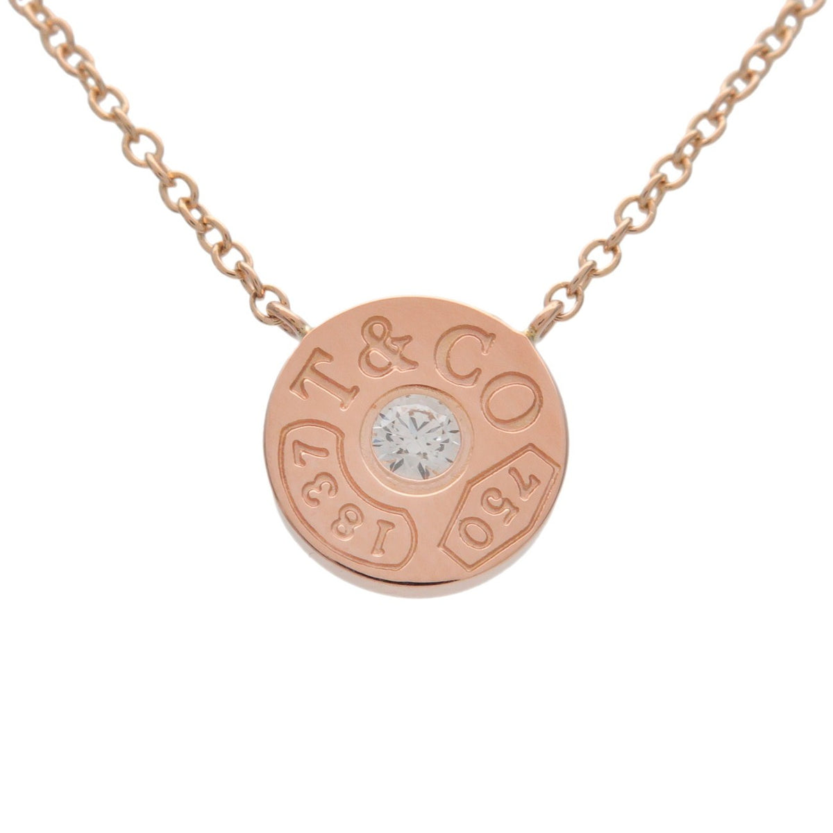 Tiffany & Co. 1837 Circle Pendant 18K Rose Gold With Diamond Gold Rose_Gold Necklace Jewelry (Pre-Owned)