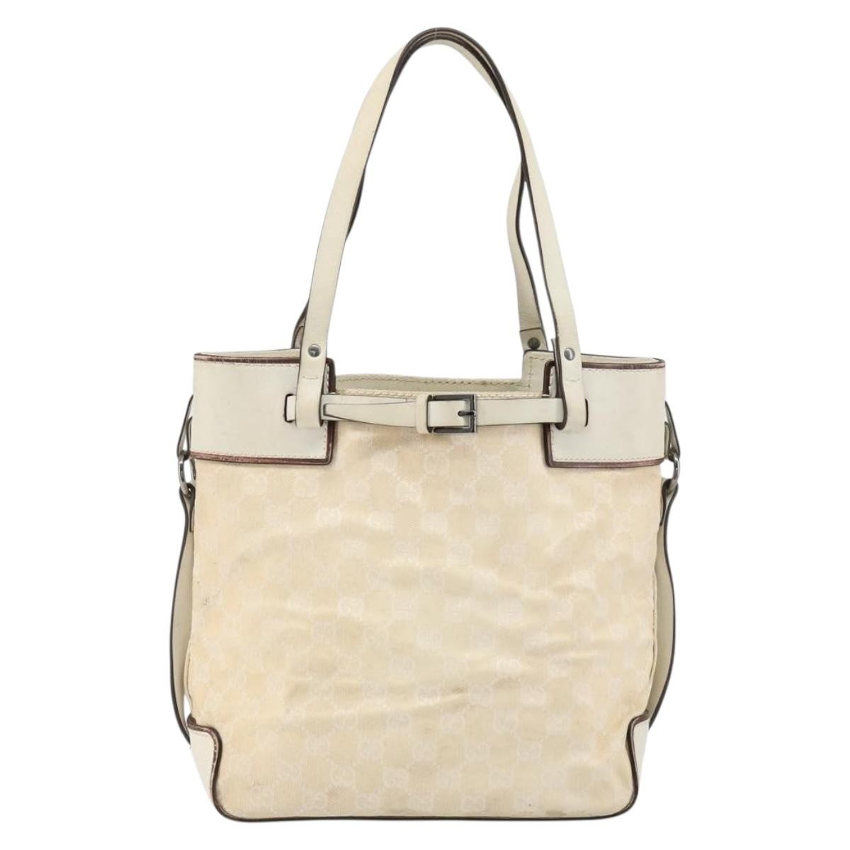 Gucci Belted Bucket Gg Canvas With Leather Beige Canvas Tote Bag Bag (Pre-Owned)