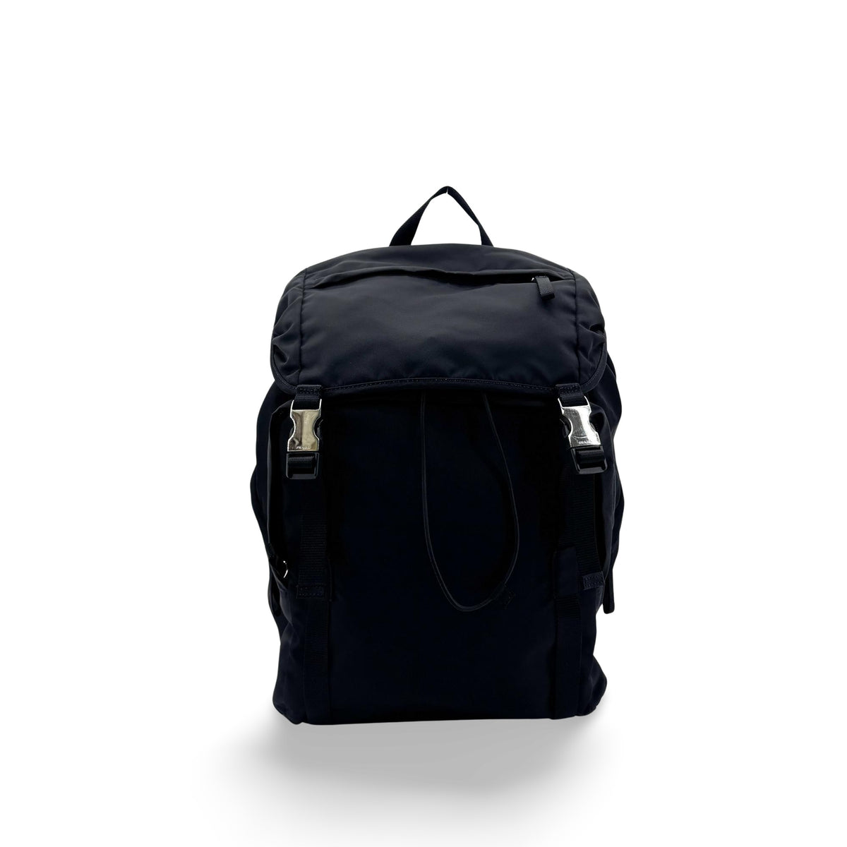 Prada Double Buckle Tessuto Black Nylon Backpack Bag (Pre-Owned)