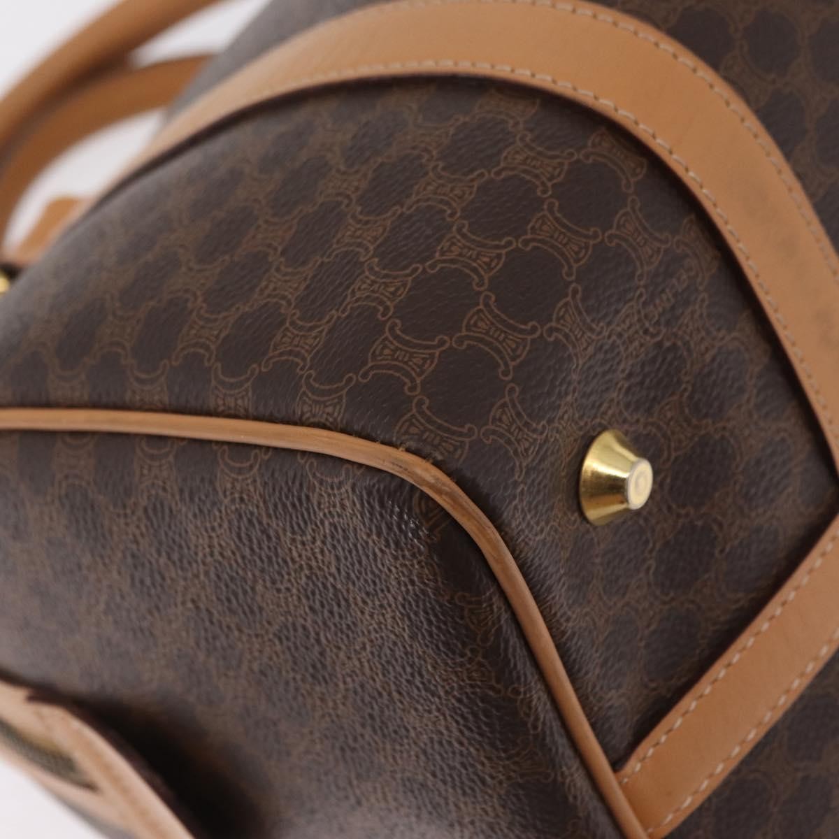 Celine Vintage Boston Macadam Coated Canvas Brown Pvc Handbag (Pre-Owned)