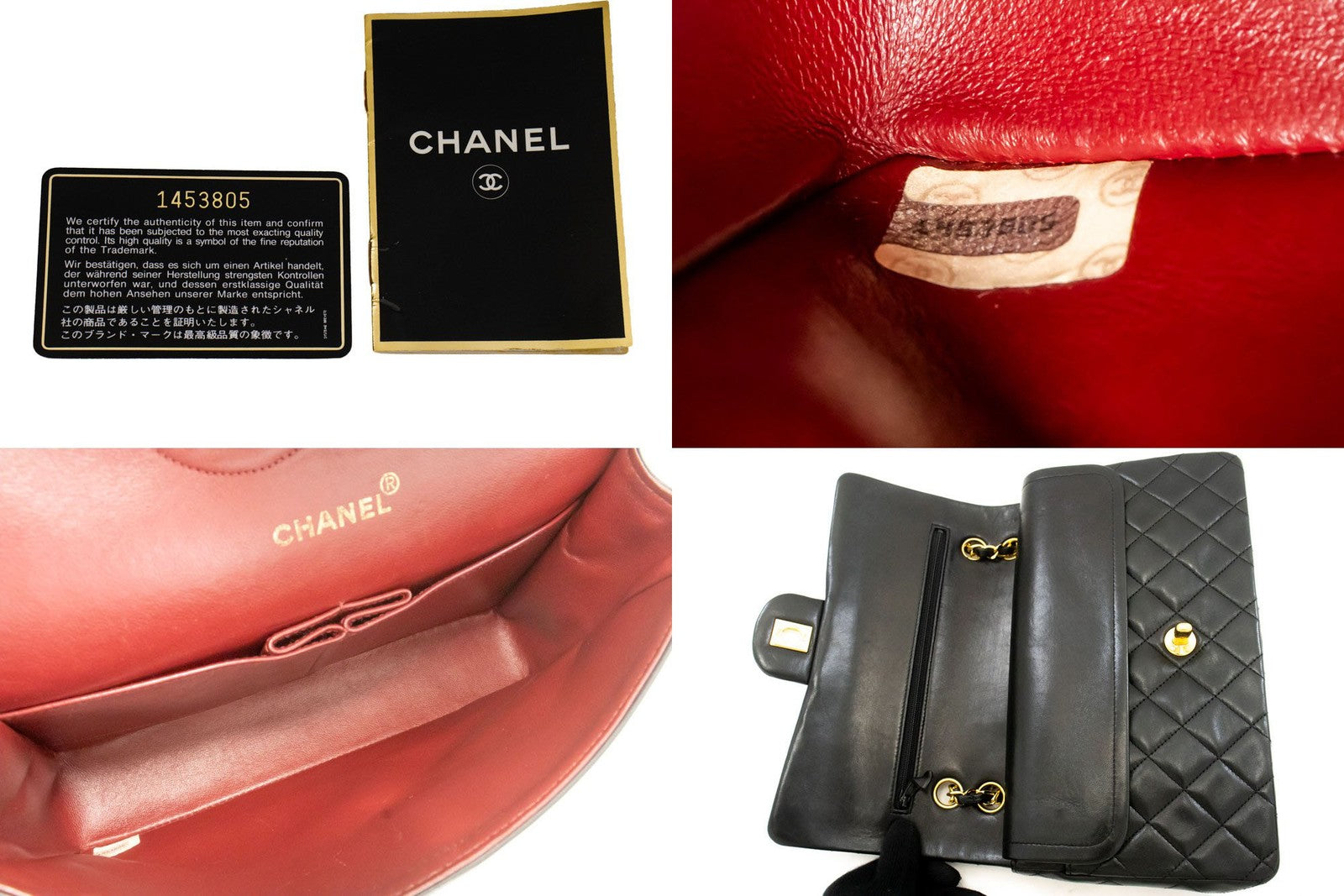 Chanel Classic Flap Lambskin Black Leather Crossbody Bag Bag (Pre-Owned)