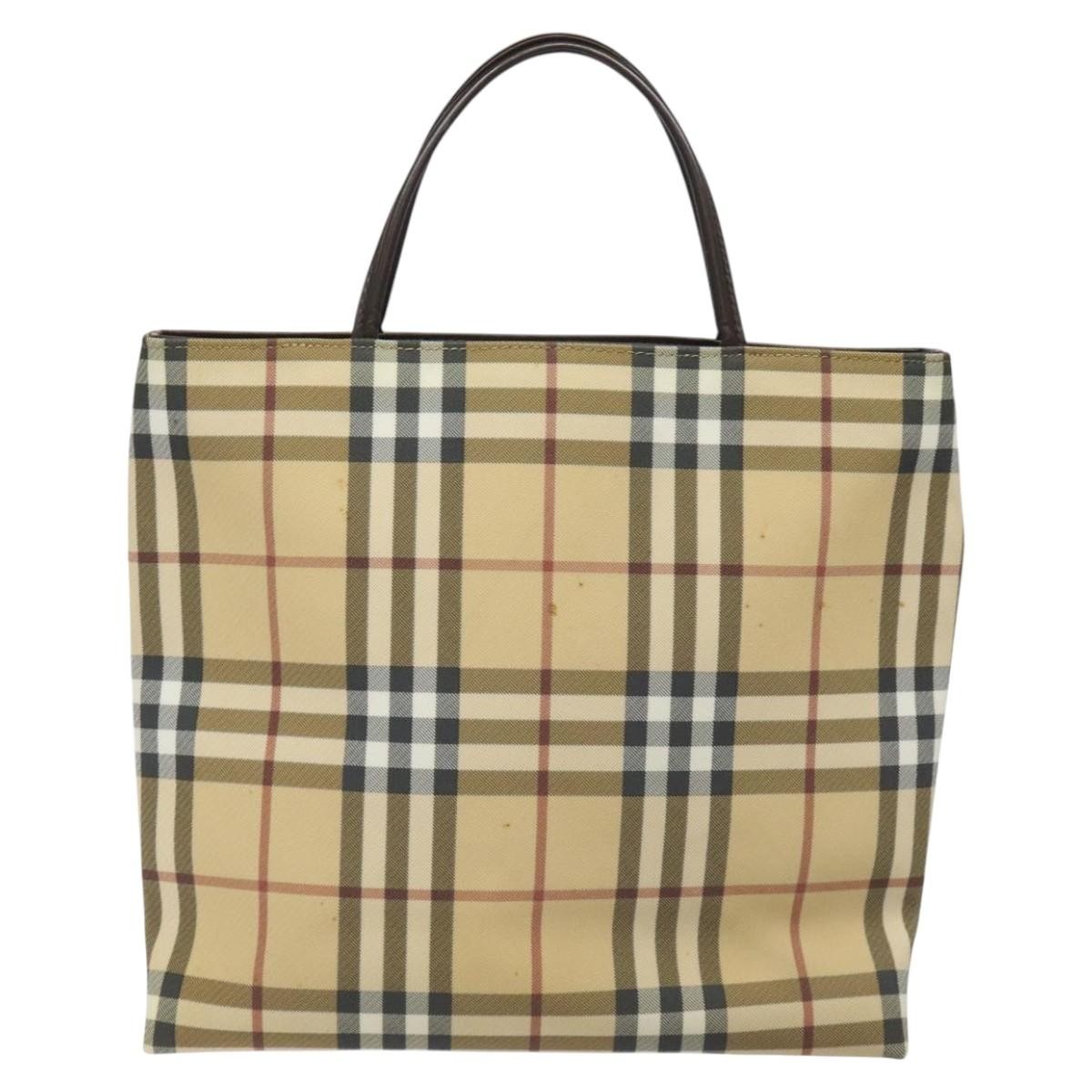 Burberry Nova Check Nova Check Canvas Beige Canvas Handbag (Pre-Owned)