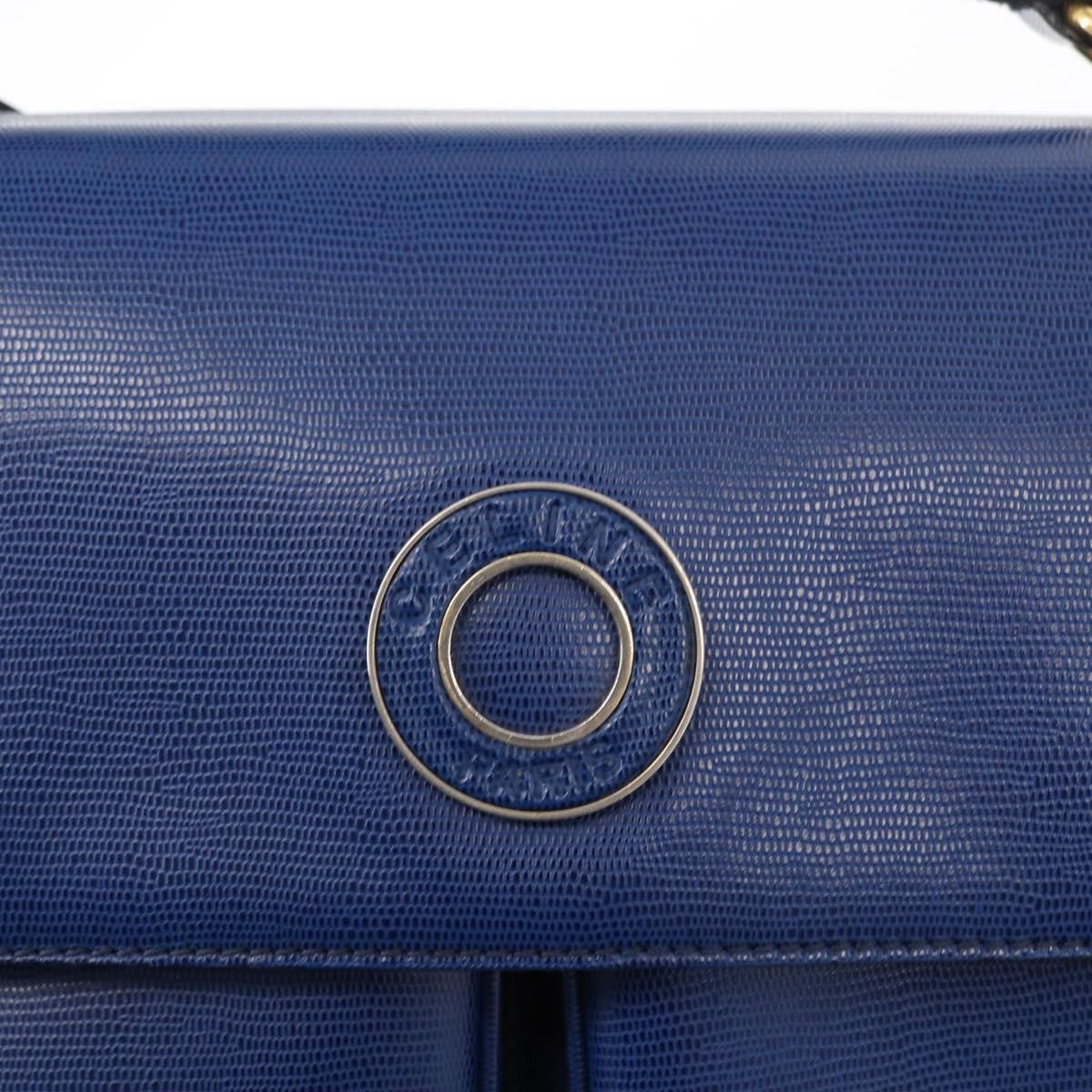 Celine Vintage Circle Logo Leather Blue Leather Shoulder Bag Bag (Pre-Owned)