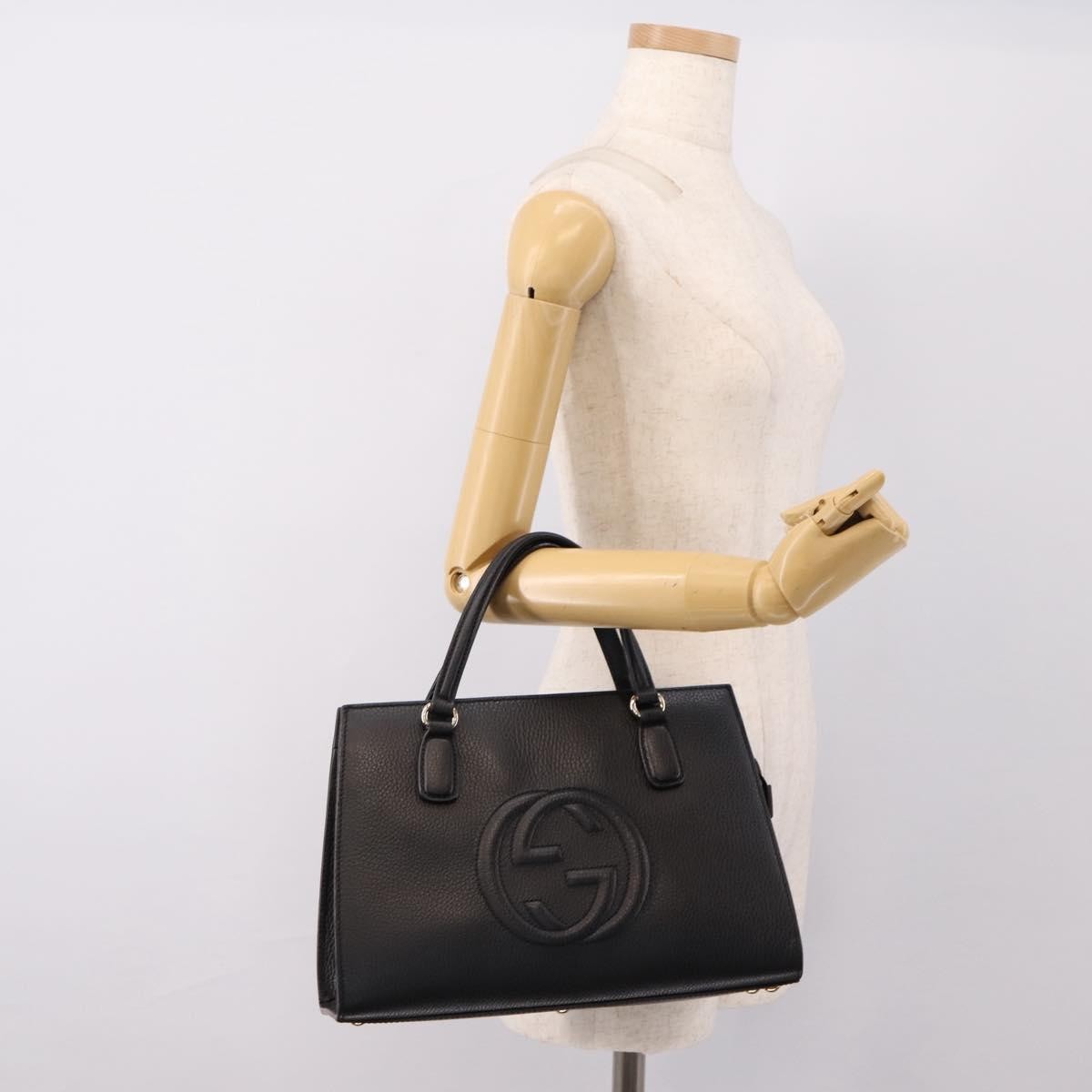 Gucci Soho Convertible Top Handle Satchel Leather Black Leather Handbag (Pre-Owned)