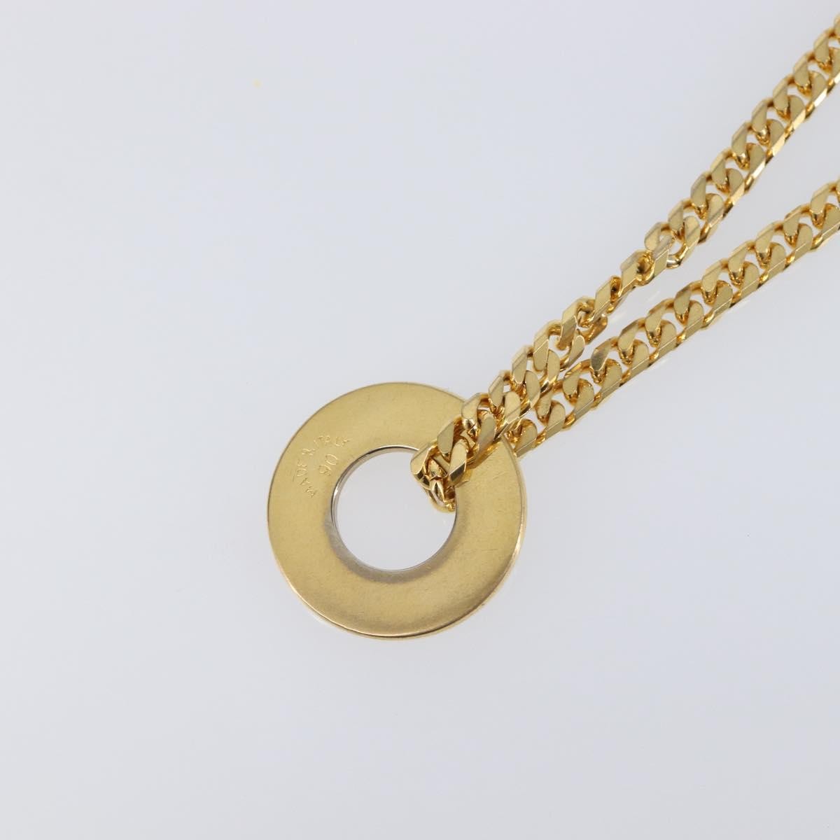 Celine Vintage Logo Circle Pendant Metal Gold Metal Necklace Jewelry (Pre-Owned)