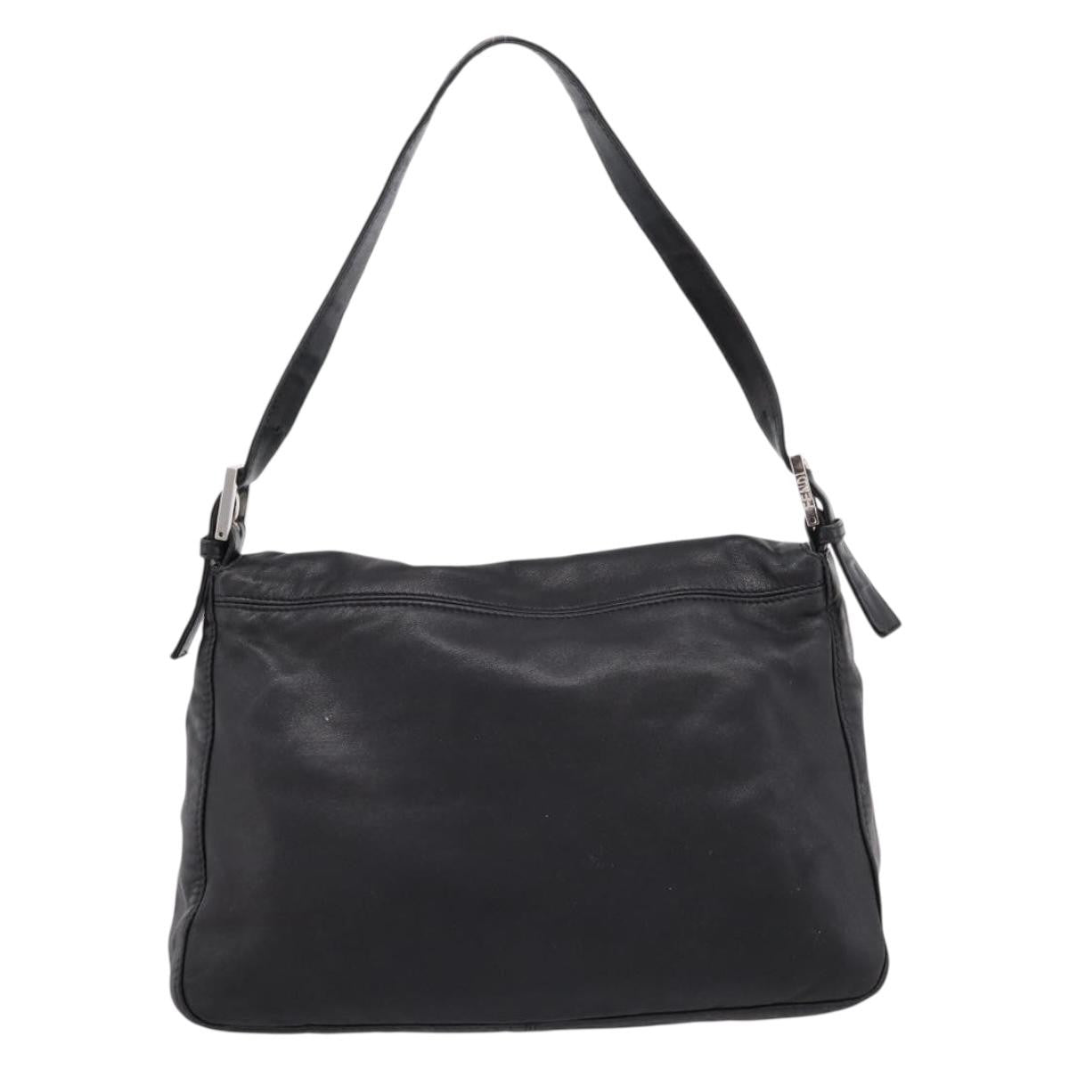 Fendi Mamma Baguette Zucca Jacquard Velvet Black Leather Shoulder Bag Bag (Pre-Owned)