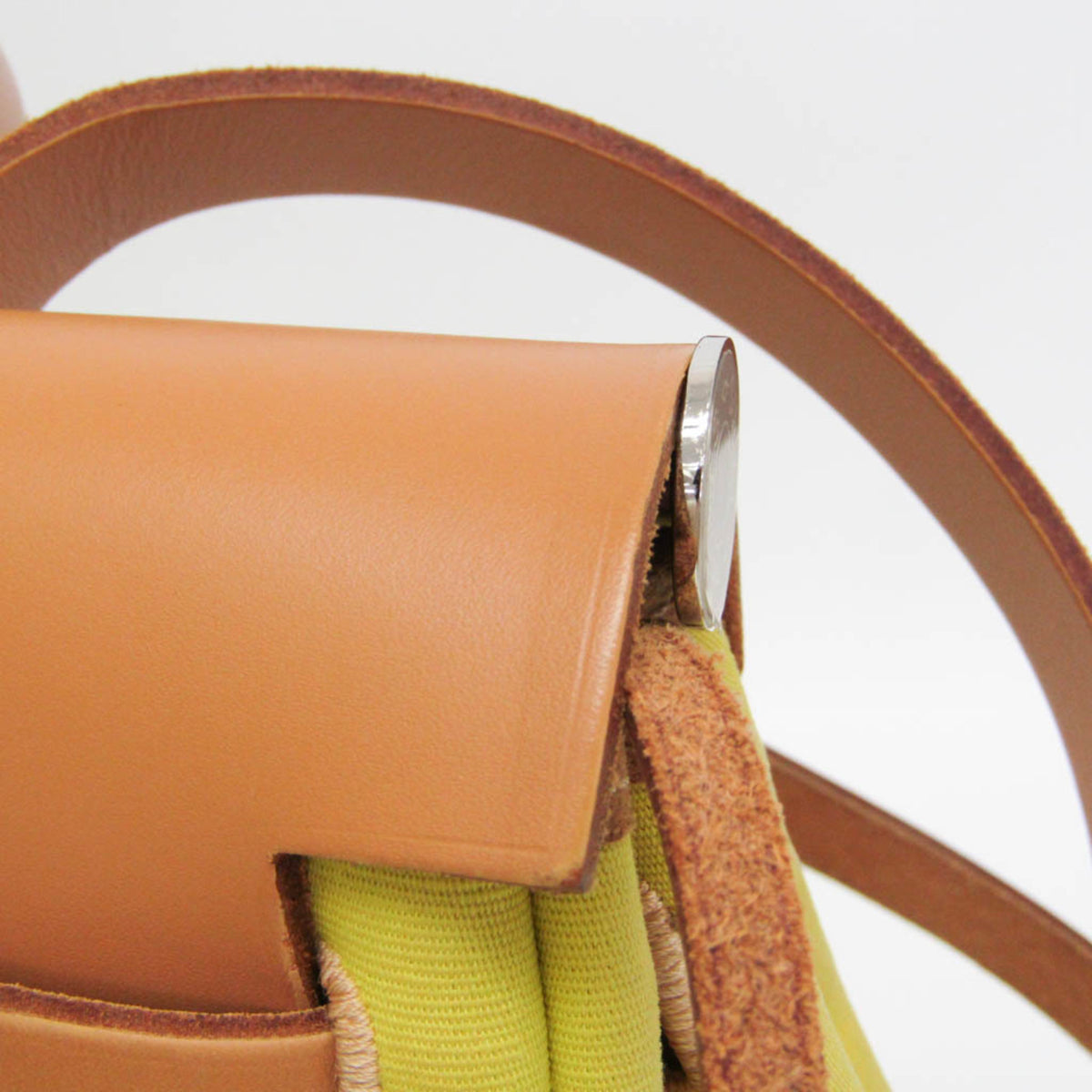 Hermes Herbag Zip Verso Leather And Toile Yellow Canvas Handbag (Pre-Owned)