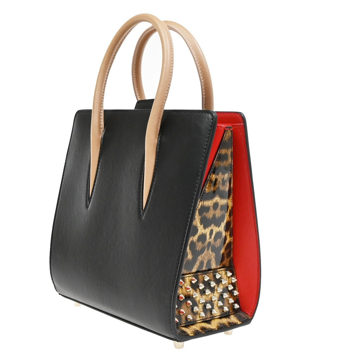 Christian Louboutin Paloma Tote Leather Black Patent_Leather Handbag (Pre-Owned)