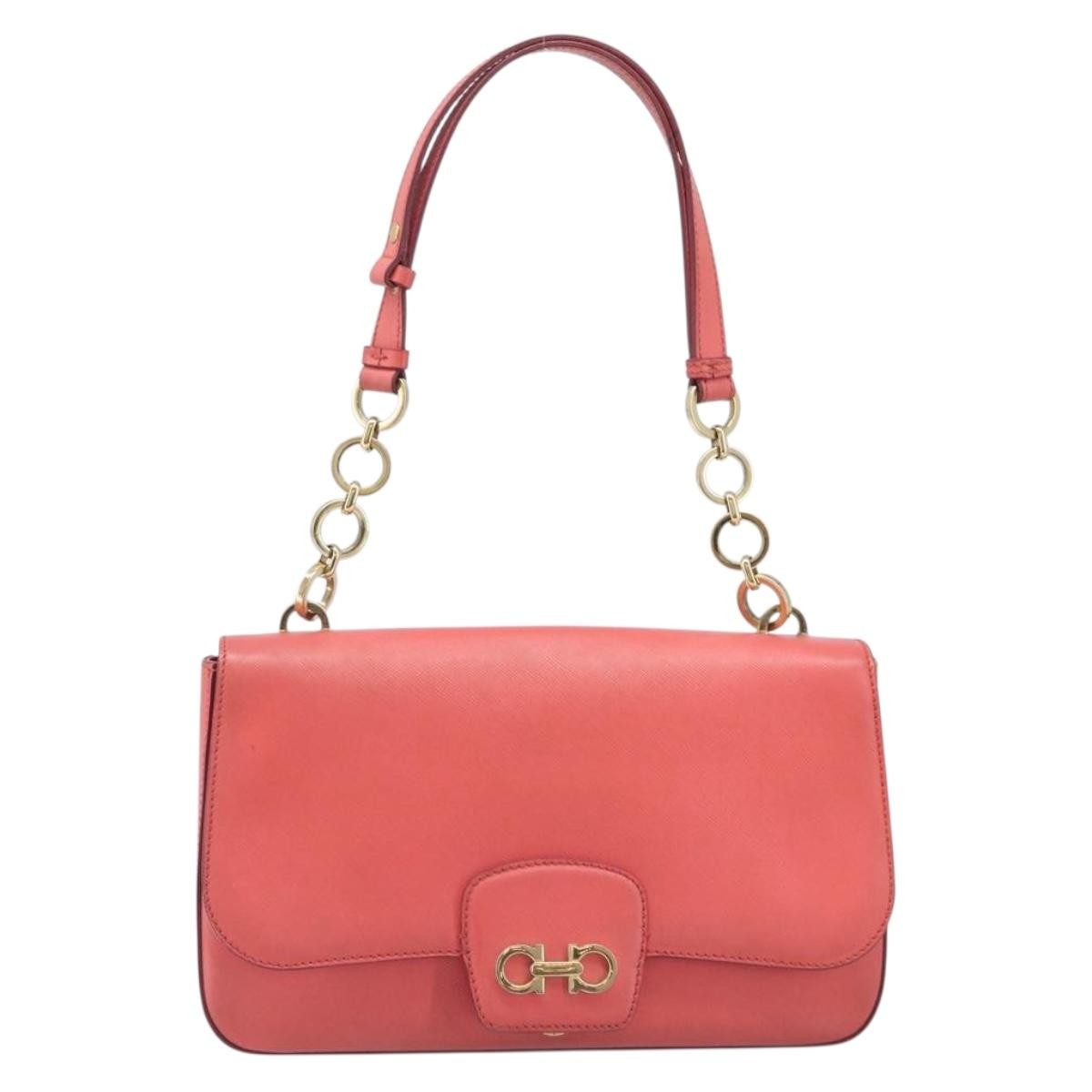 Salvatore Ferragamo Gancini Leather Pink Leather Shoulder Bag Bag (Pre-Owned)