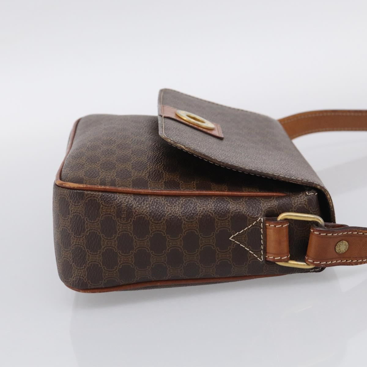 Celine Macadam Shoulder Leather Brown Canvas Crossbody Bag Bag (Pre-Owned)