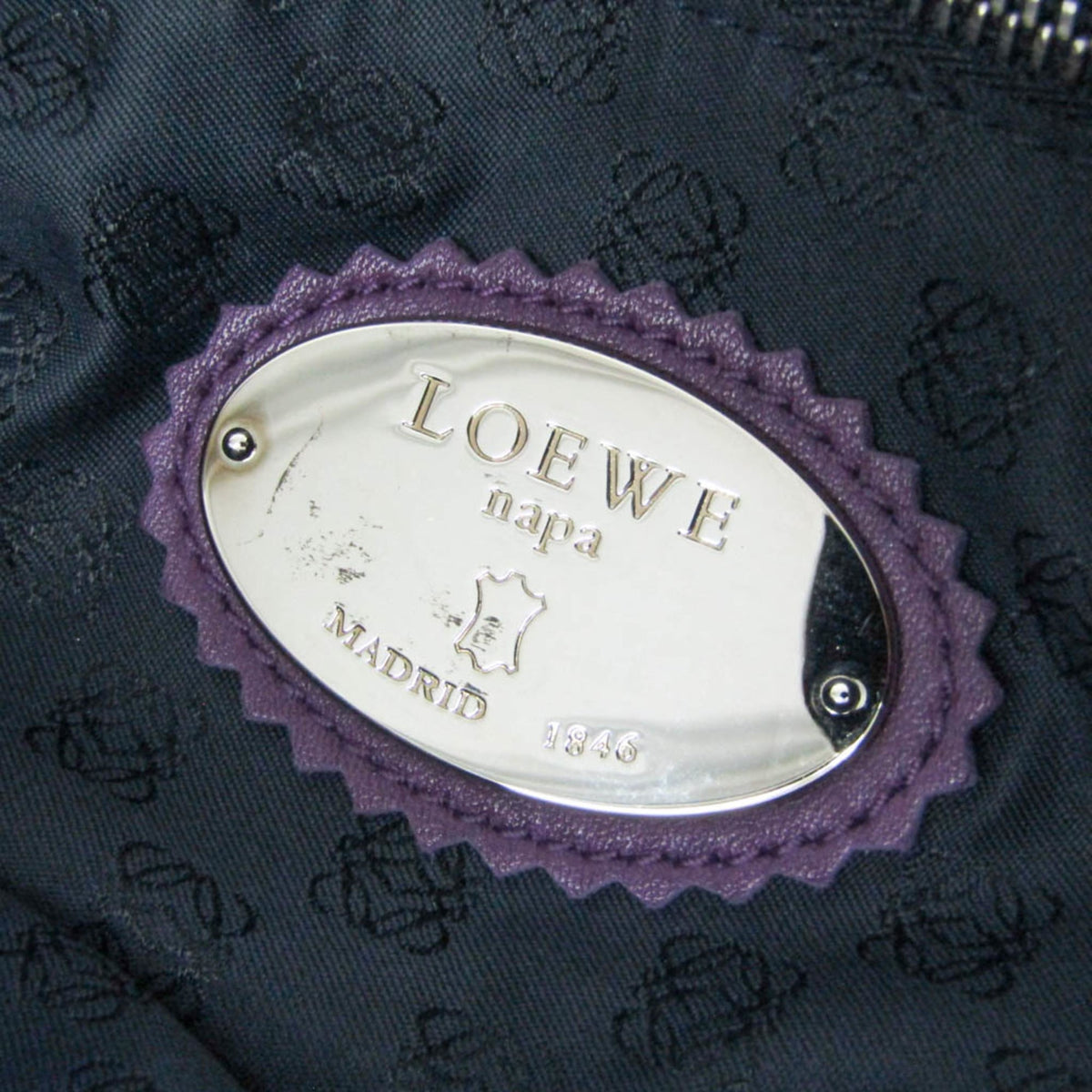 Loewe Anagram Leather Purple Leather Tote Bag Bag (Pre-Owned)