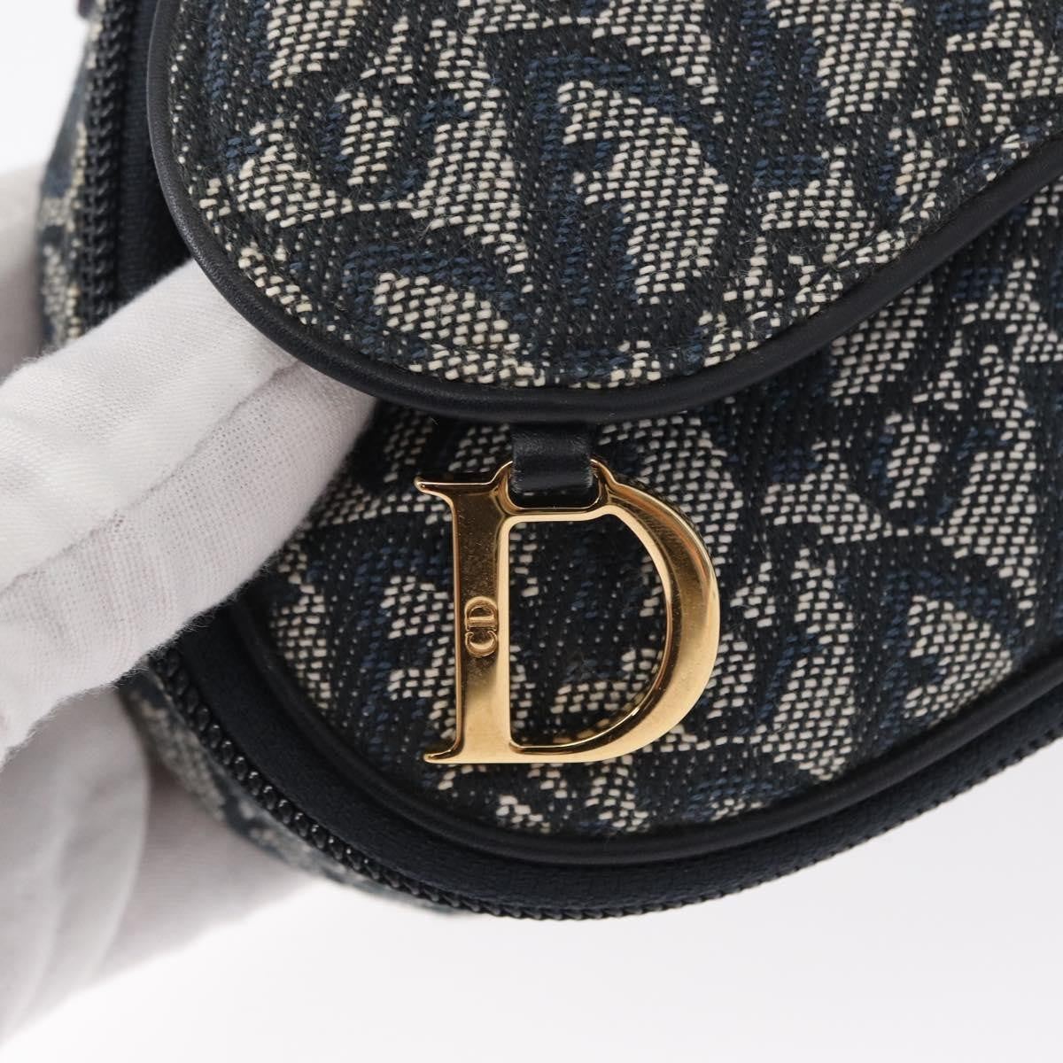 Christian Dior Saddle Zip Diorissimo Canvas Blue Canvas Clutche & Pouche Bag (Pre-Owned)