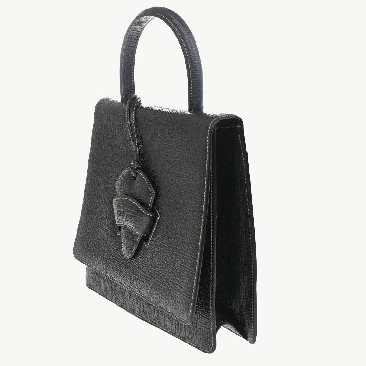 Loewe Barcelona Top Handle Leather Black Leather Handbag (Pre-Owned)
