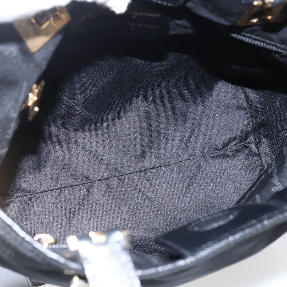 Salvatore Ferragamo Tote Woven Leather Black Canvas Tote Bag Bag (Pre-Owned)