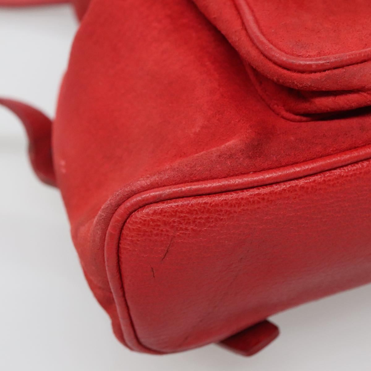 Gucci Vintage Bamboo Suede Red Suede Backpack Bag (Pre-Owned)