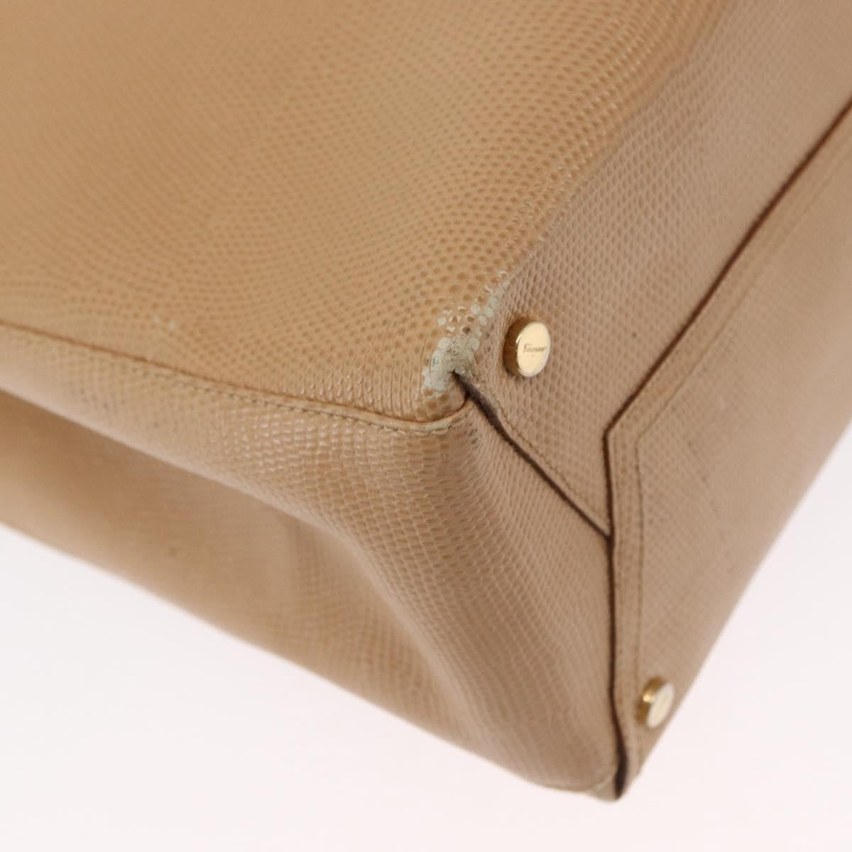 Salvatore Ferragamo Vala Tote Leather Beige Leather Tote Bag Bag (Pre-Owned)