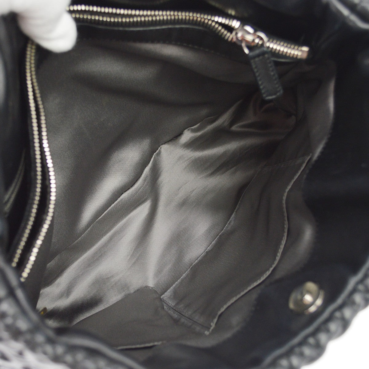 Chanel Hidden Chain Wrinkled Lambskin Black Leather Tote Bag Bag (Pre-Owned)