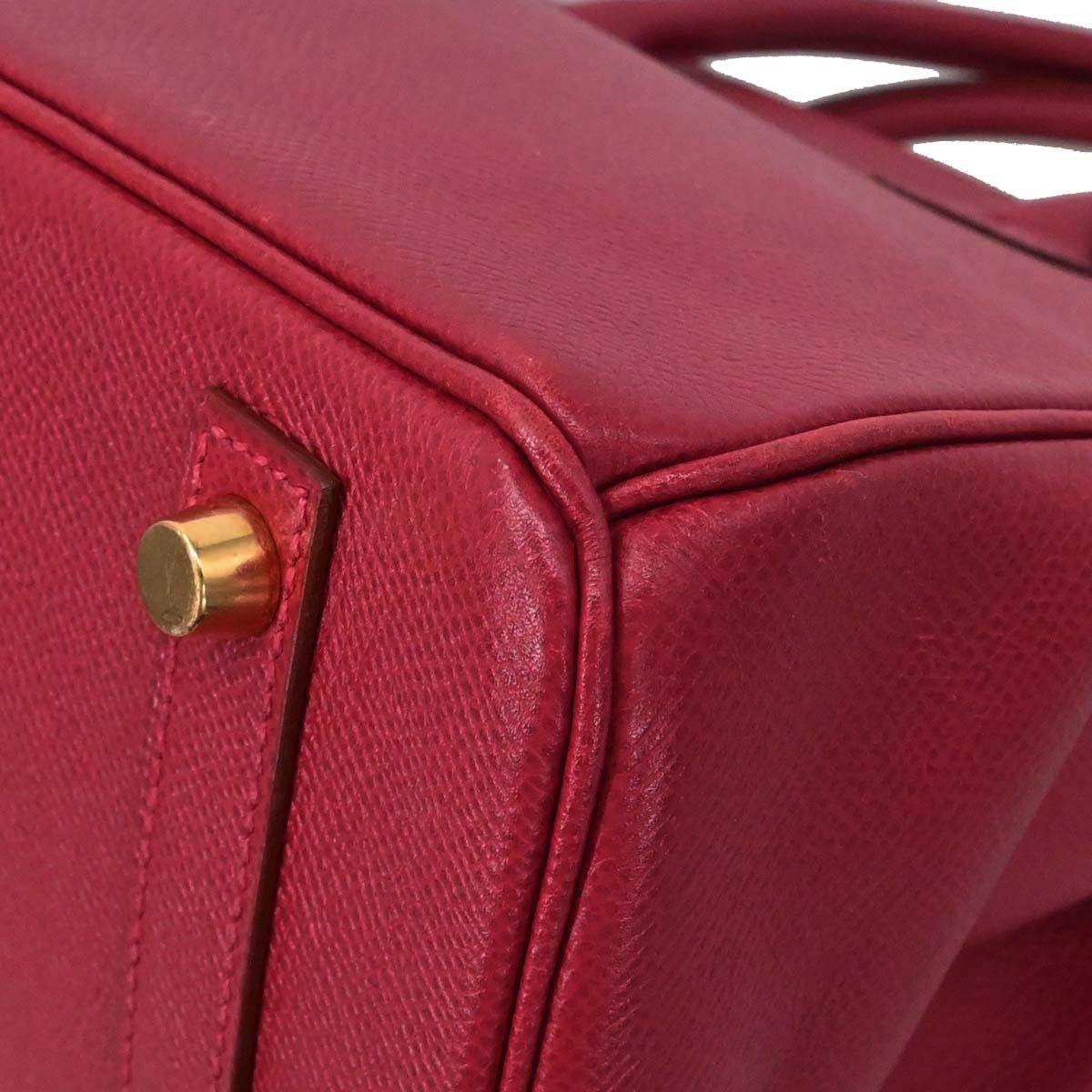 Hermes Birkin Red Courchevel With Gold Hardware Red Leather Handbag (Pre-Owned)